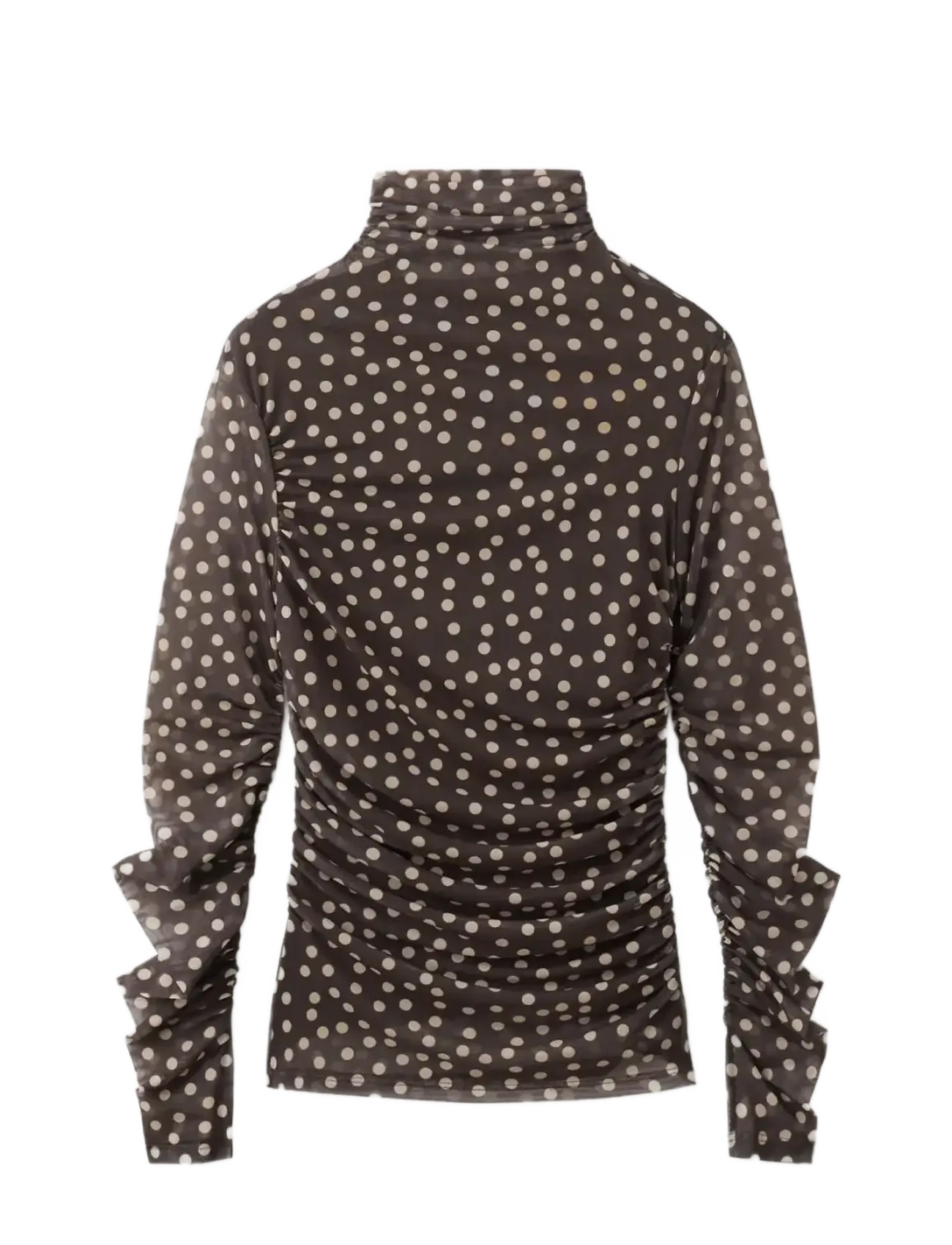 Mango Ruched polka dot T-shirt - Transitional Layering - BROWN / brown