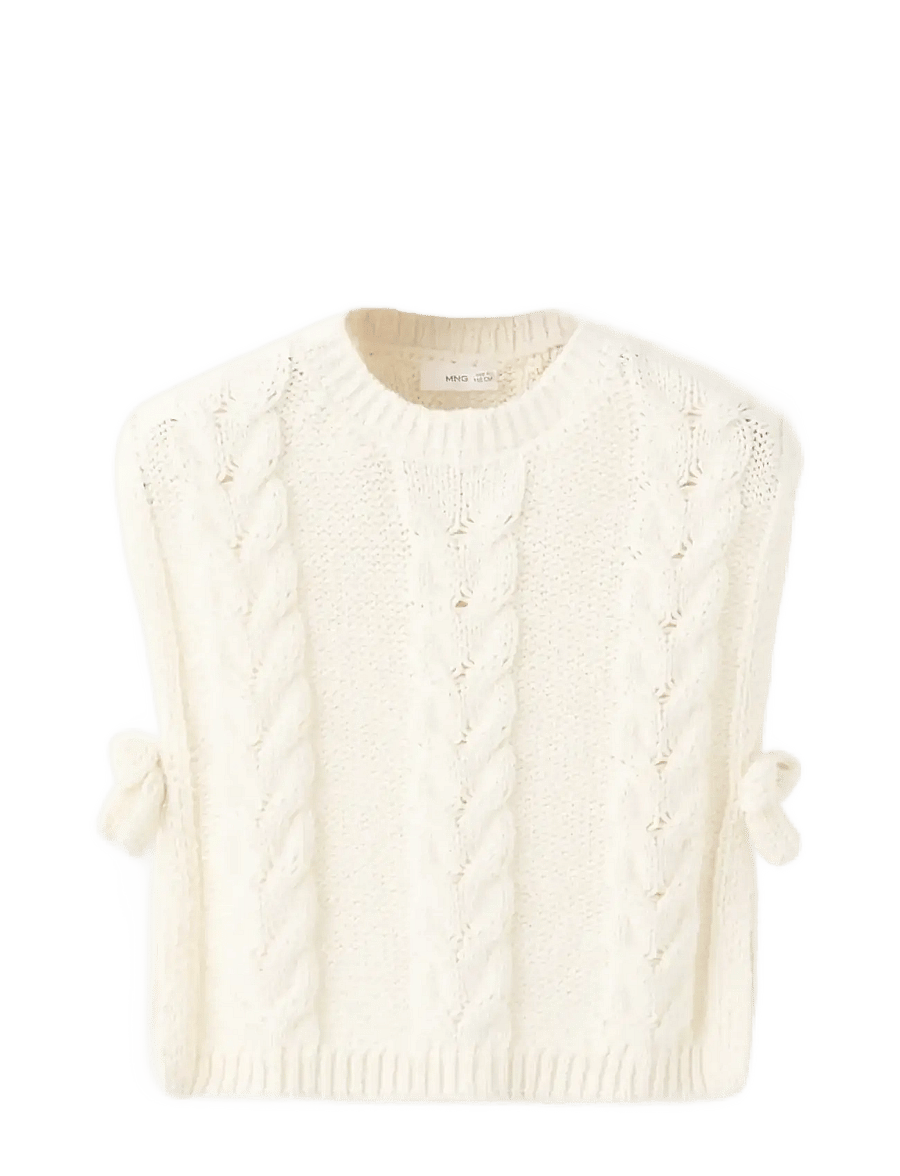 Mango - Braided-knit gilet - veste - natural white - 1