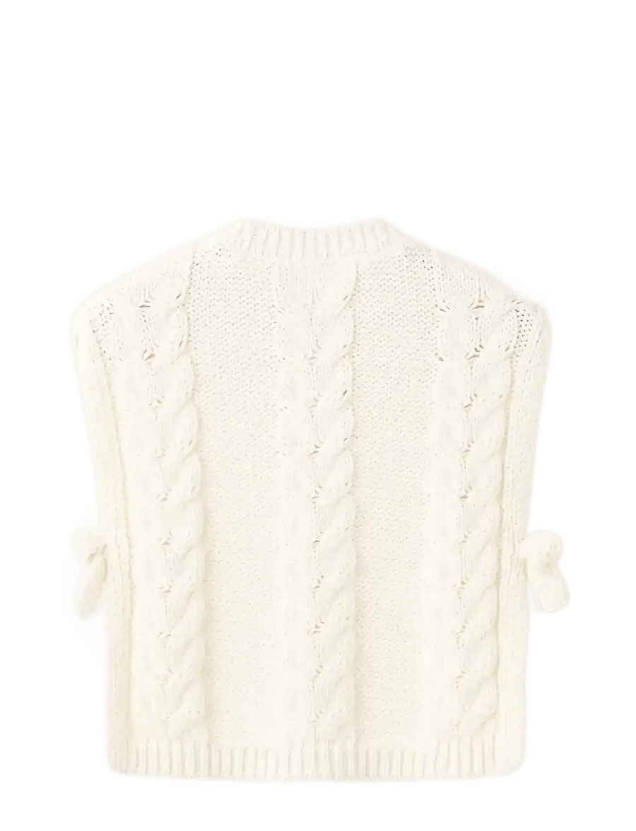 Mango - Braided-knit gilet - veste - natural white - 2