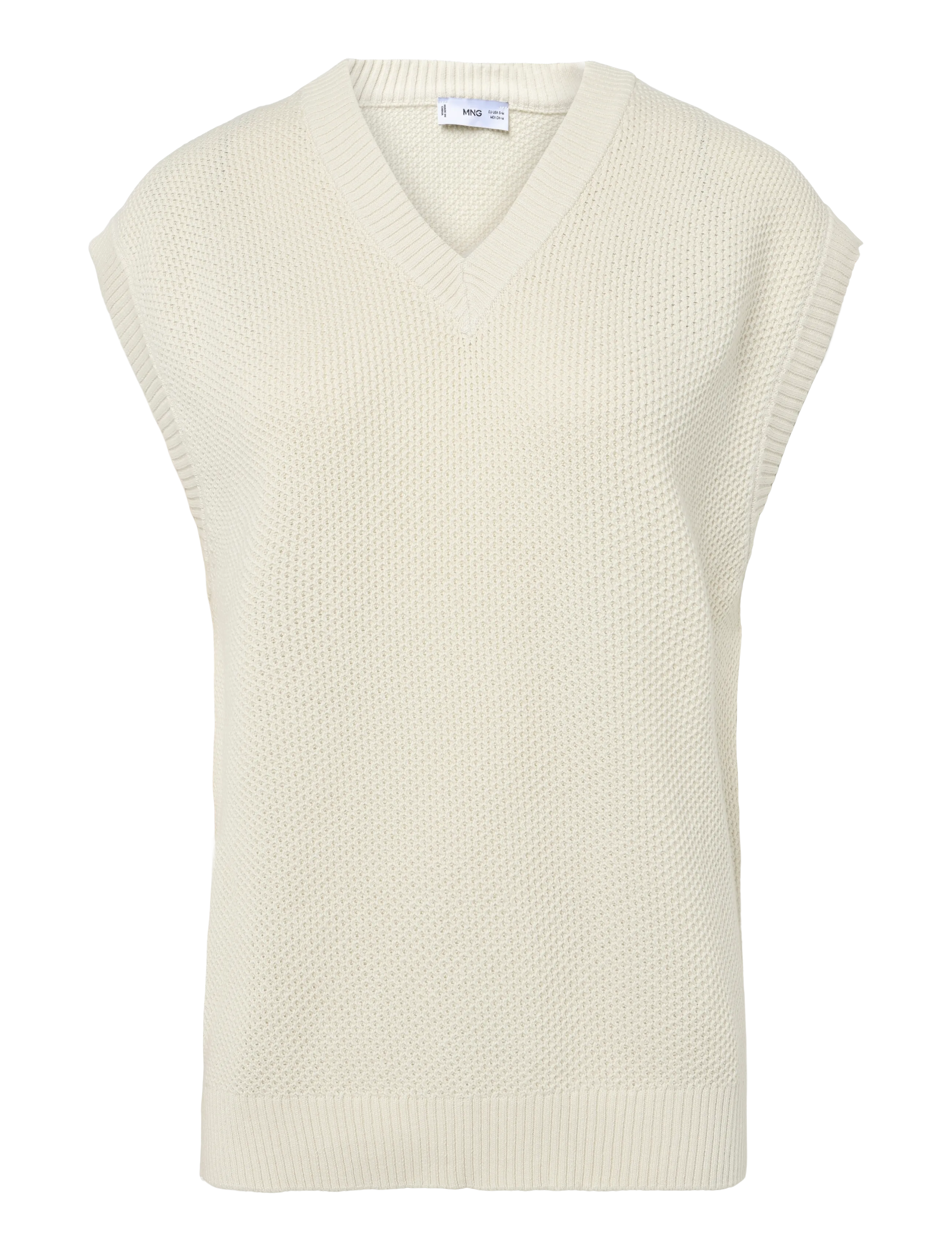 Mango Microstructure knit gilet - Stickat - LIGHT BEIGE / beige