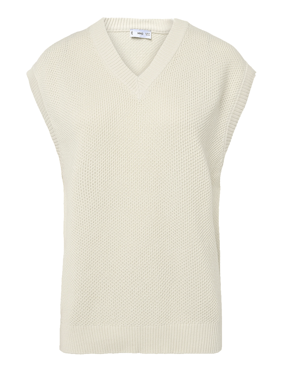 Mango - Microstructure knit gilet - strikveste - light beige - 0