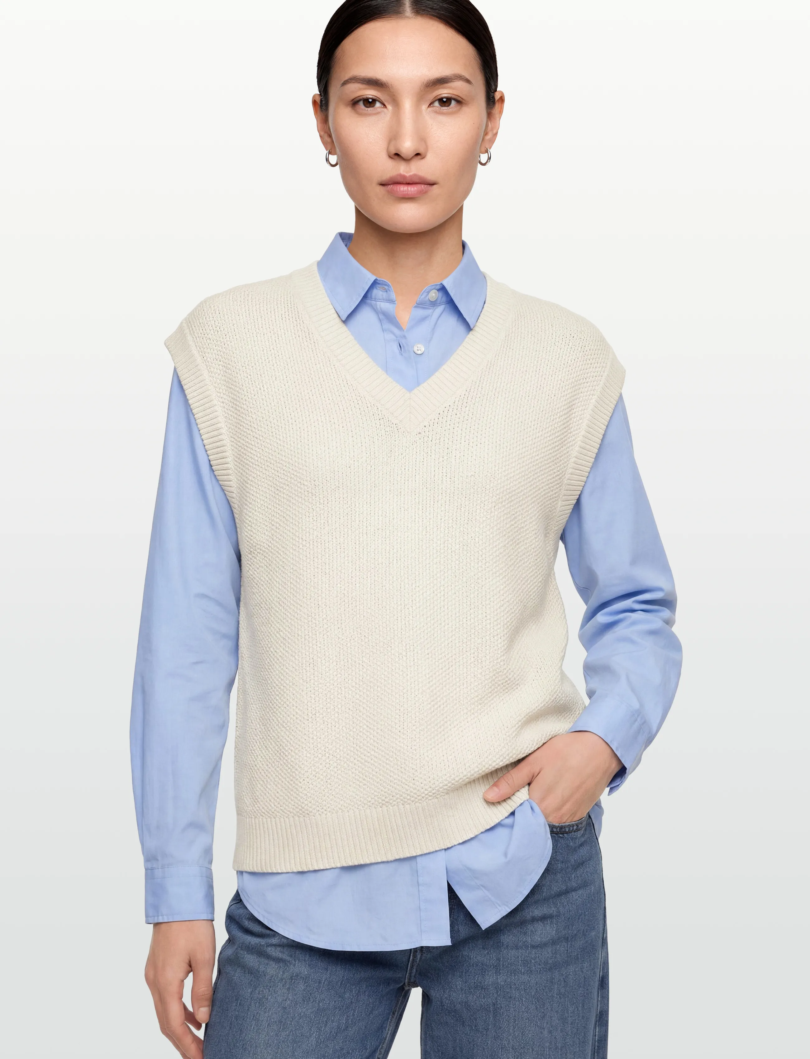 Mango - Microstructure knit gilet - light beige - 5