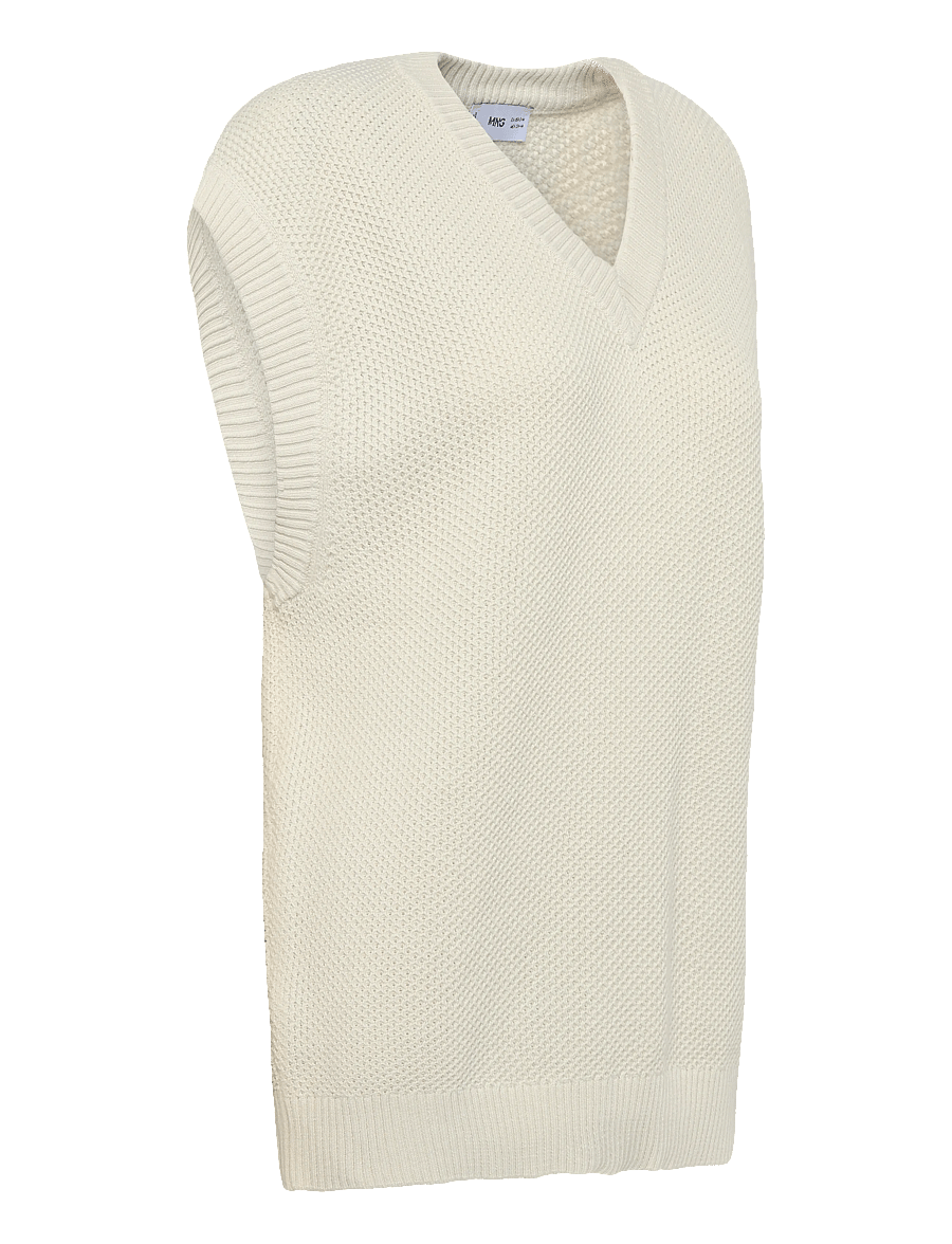 Mango - Microstructure knit gilet - strikveste - light beige - 3