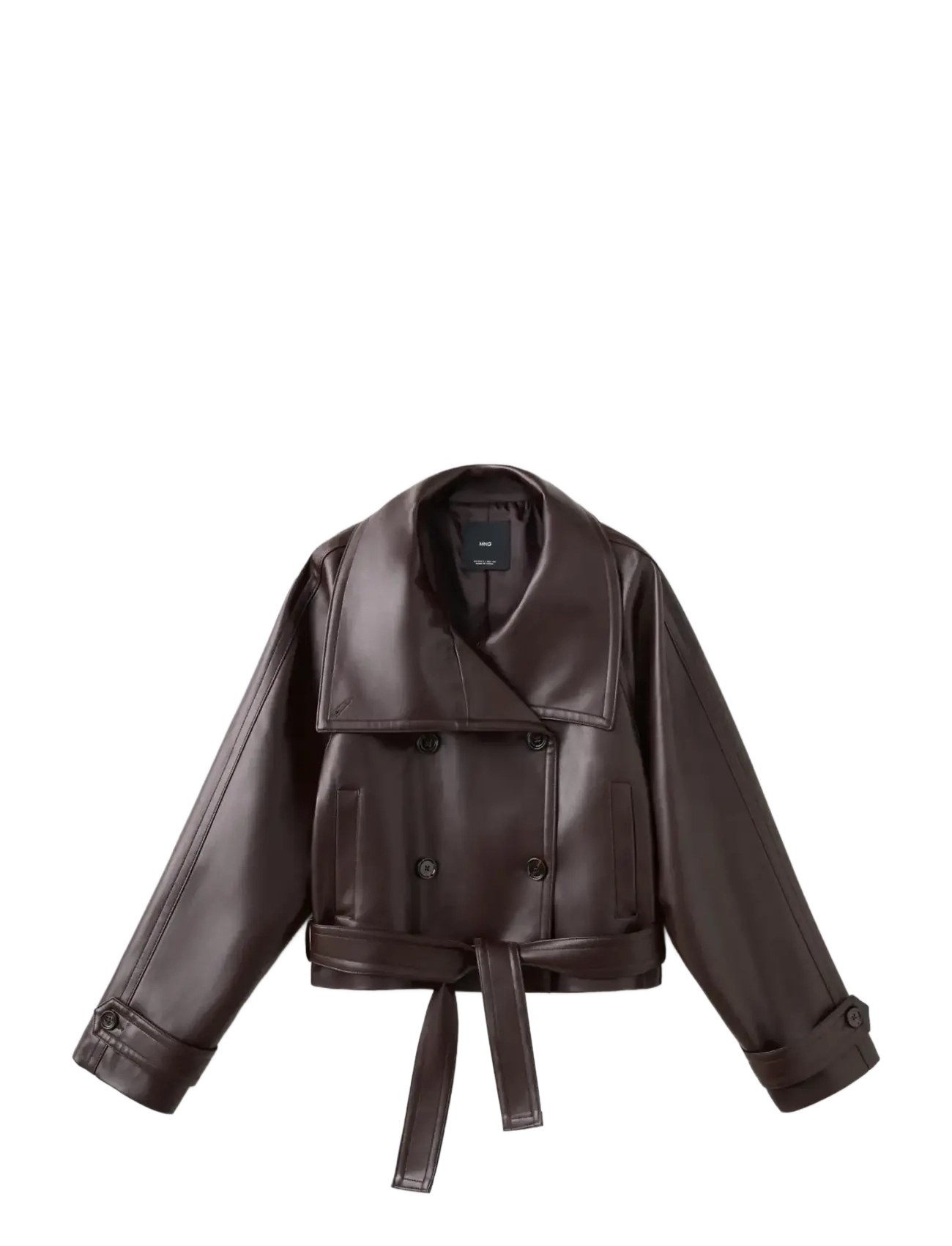MANGO Faux-Leder Jacke With Maxi Lapels Burgundy - L - Damen
