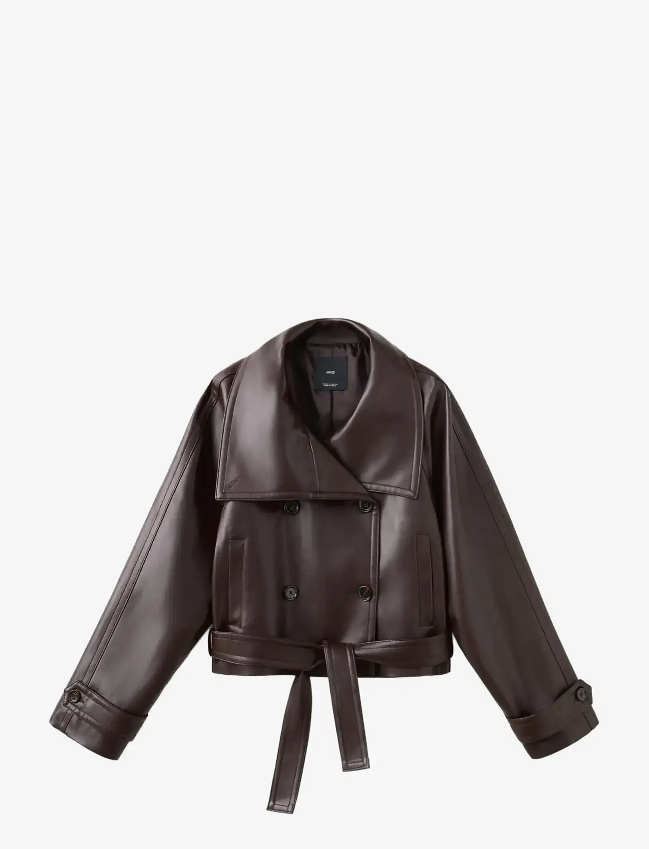 Mango - Faux-leather jacket with maxi lapels - forårsjakker - dark red - 1