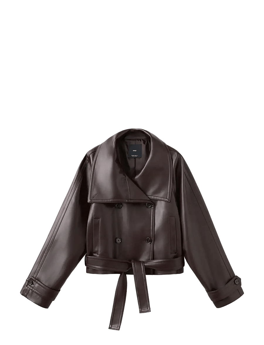 Mango - Faux-leather jacket with maxi lapels - vårjackor - dark red - 1