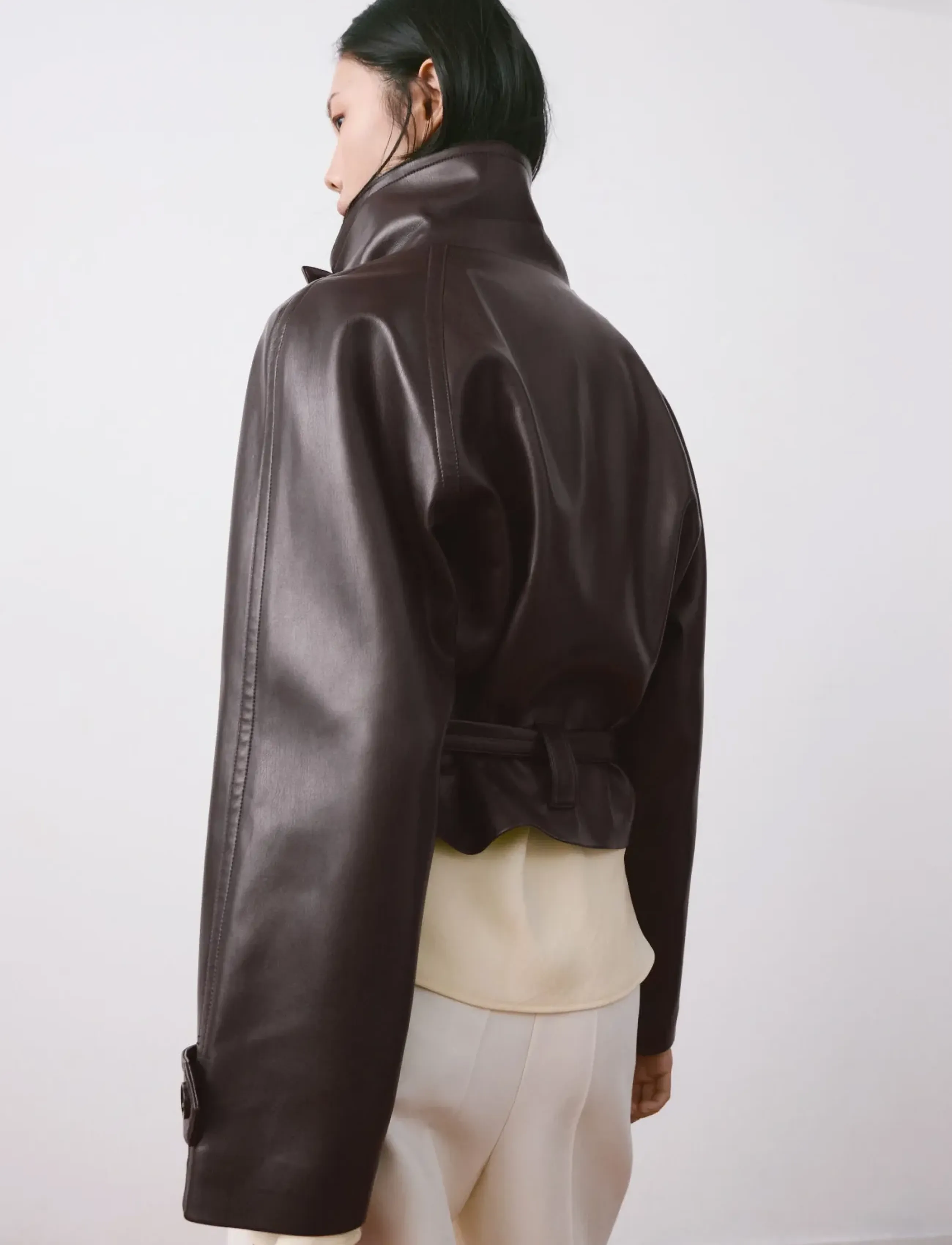 Mango - Faux-leather jacket with maxi lapels - vårjackor - dark red - 2
