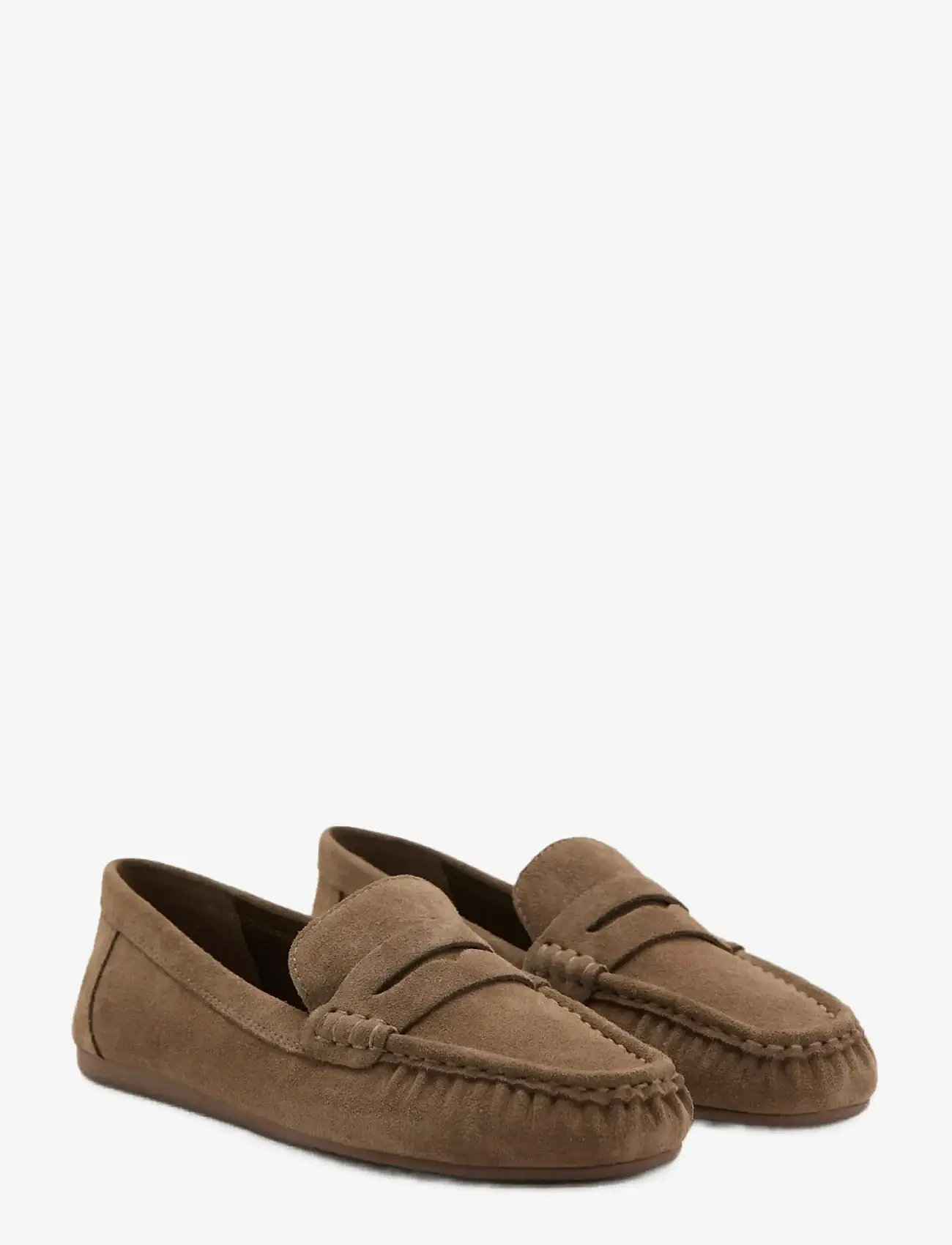 Mango - Suede penny loafers - mode trends - medium brown - 1
