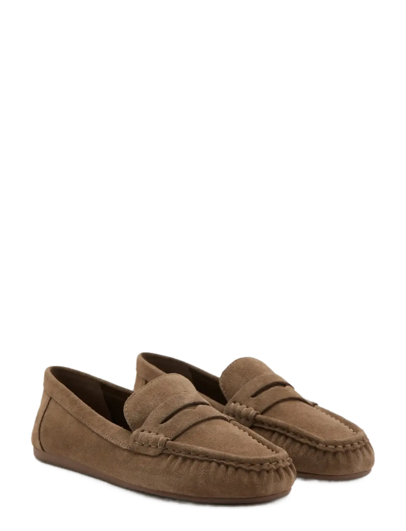 Mango - Suede penny loafers - motetrender - medium brown - 1