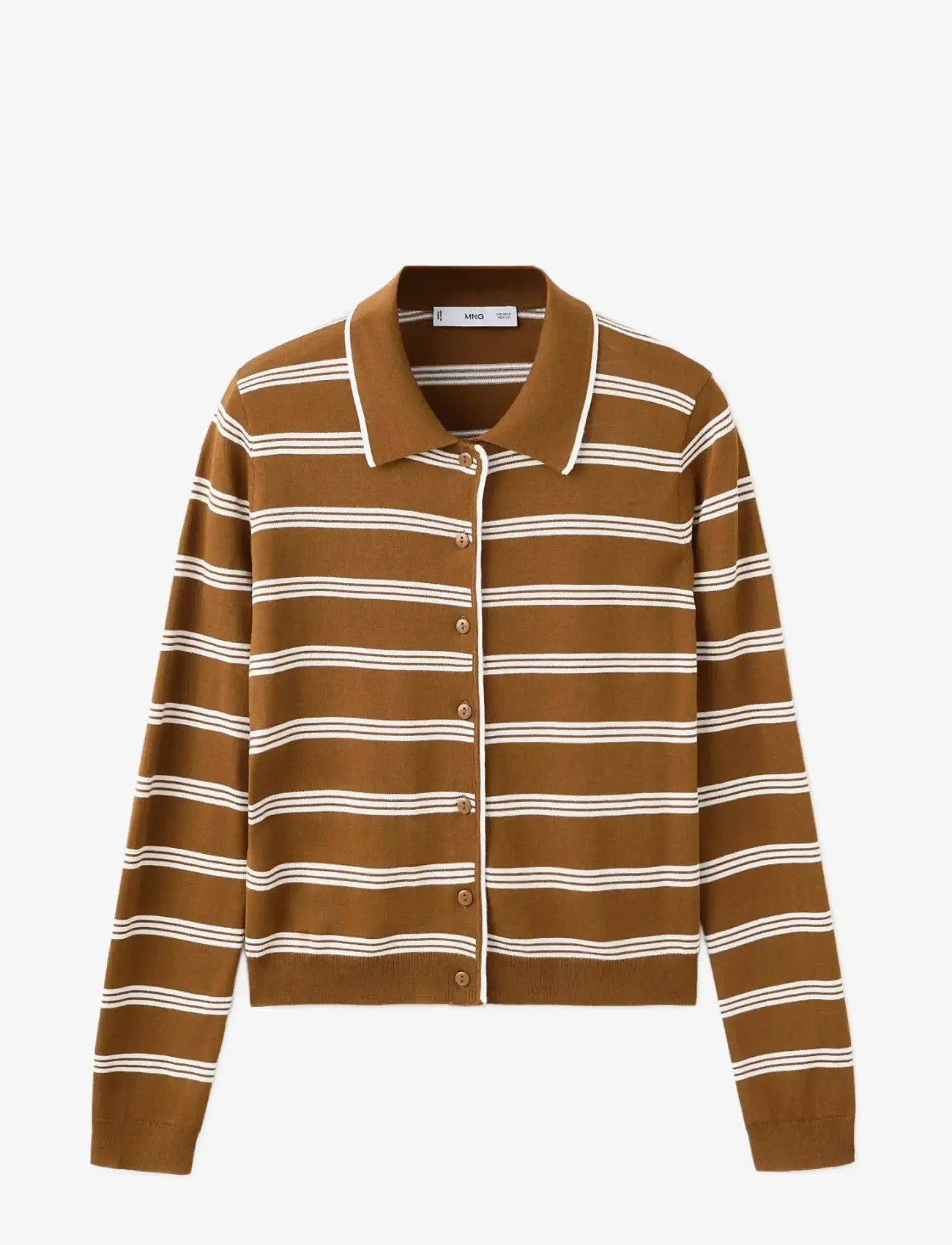 Mango - Cardigan with shirt collar - cardigans - dark brown - 1