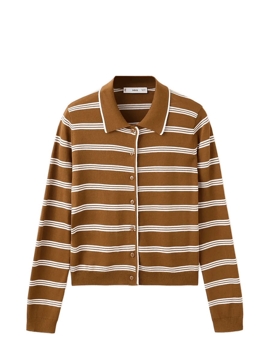 Mango - Cardigan with shirt collar - cardigans - dark brown - 1