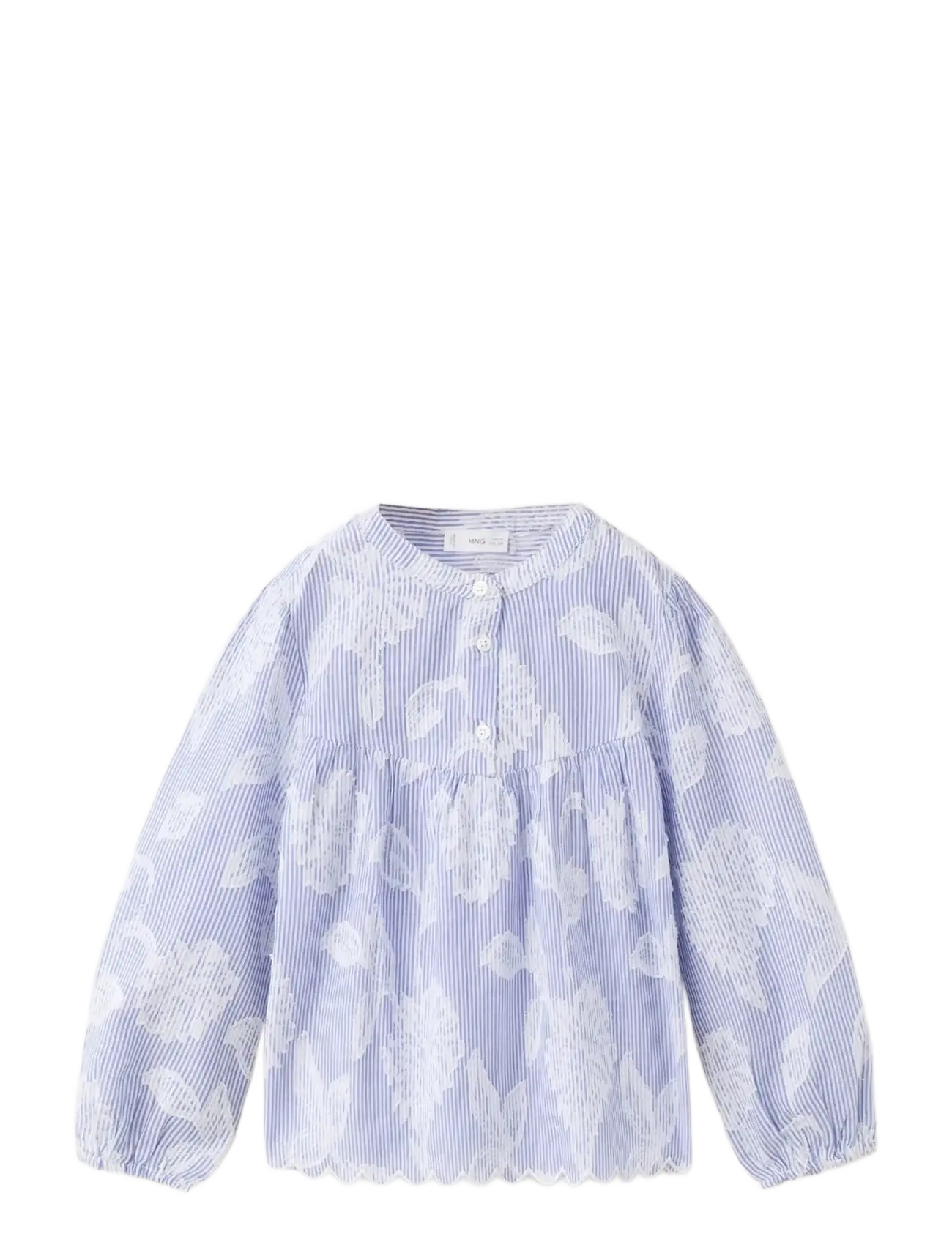 Mango Floral Embroidered Blouse, 5-6, Oberteile, Blau - Blouses & Tunics, Kinder