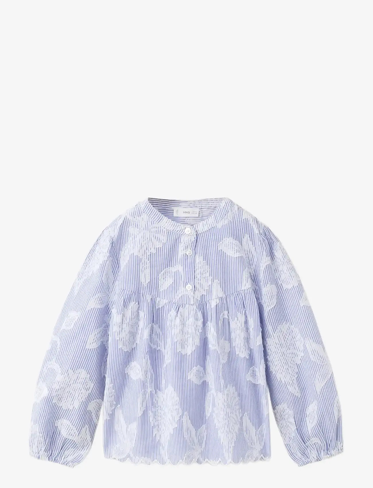 Mango - Floral embroidered blouse - bluser & tunikaer - lt-pastel blue - 0