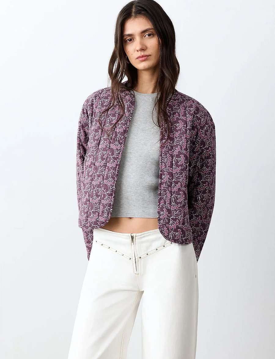Mango - Reversible printed quilted jacket - quiltede jakker - purple - 0