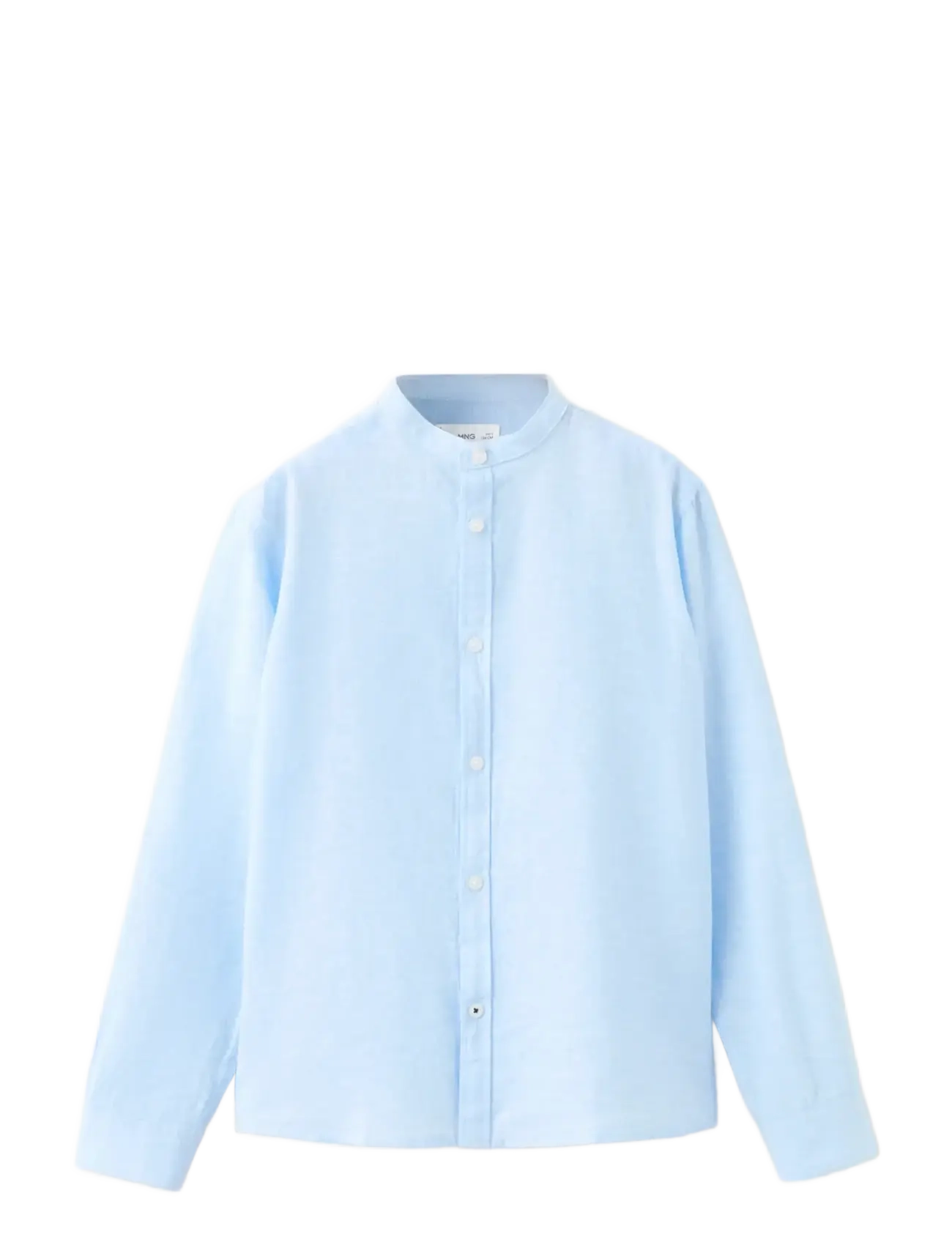 Mango Linen-Blend Shirt, 116, Blue, Skjorter > Langærmede Shirts, Børn