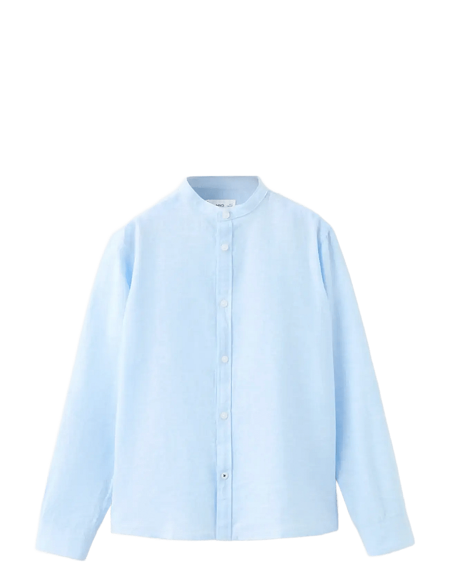 Mango - Linen-blend shirt - langærmede skjorter - lt-pastel blue - 0