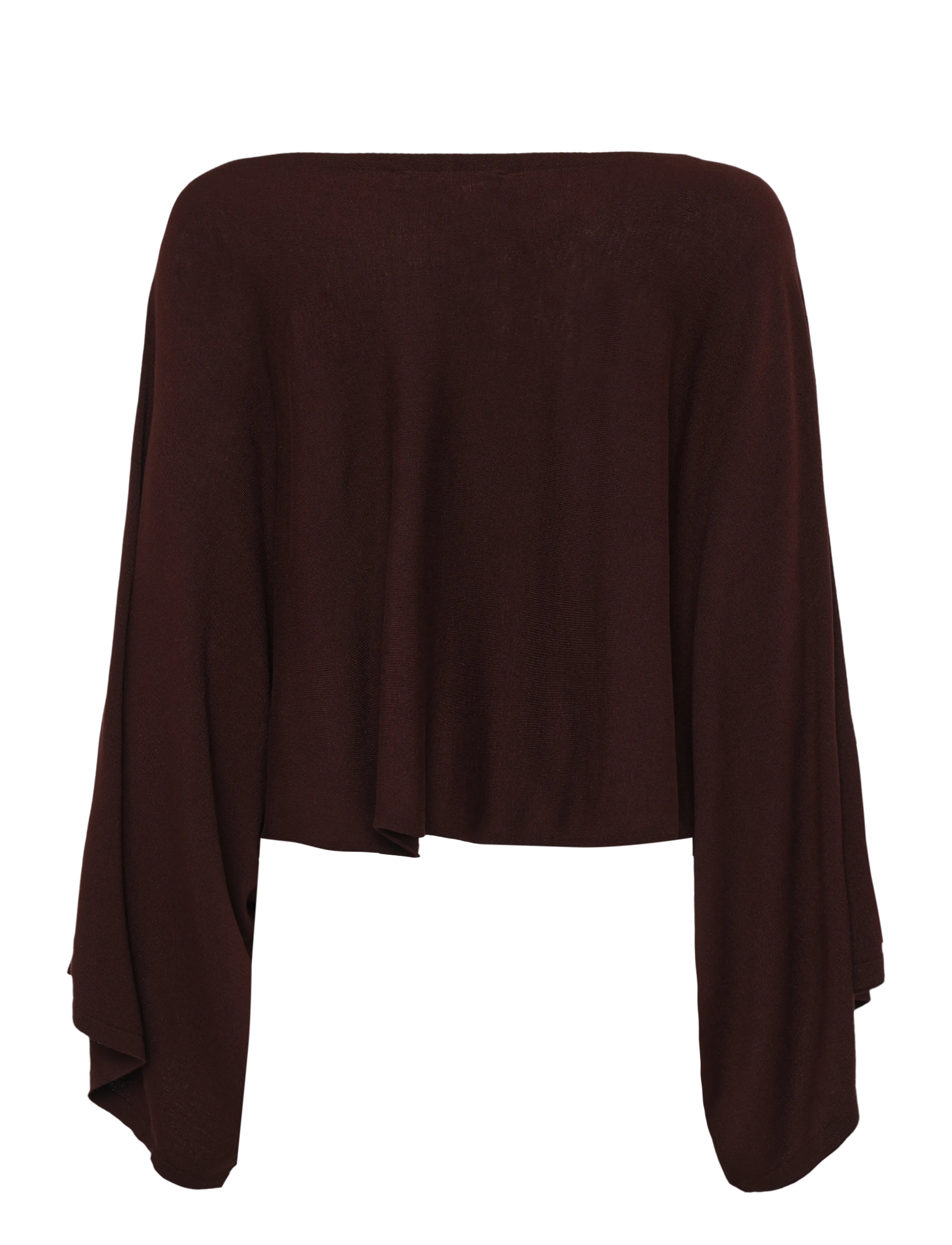 Mango - Asymmetrical knitted cape - crop tops - dark red - 1
