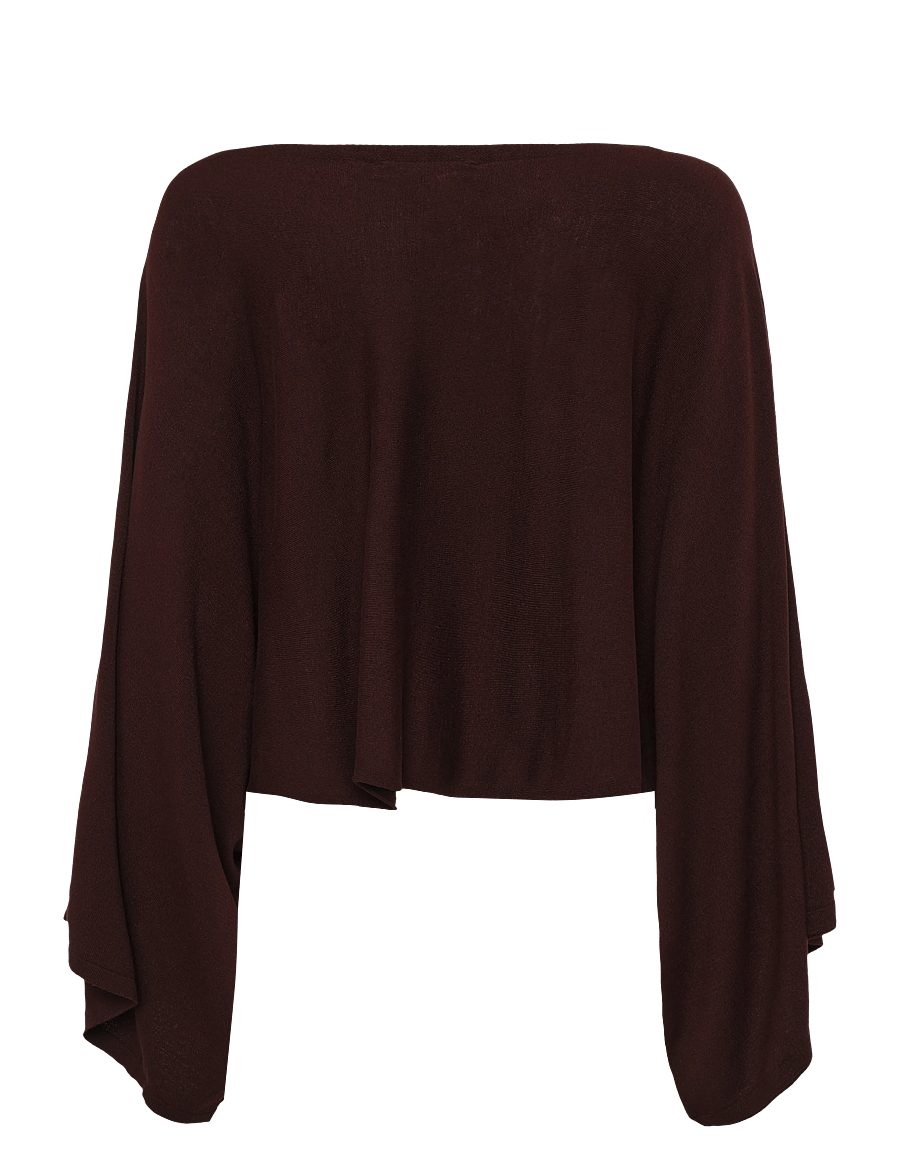Mango - Asymmetrical knitted cape - crop tops - dark red - 1