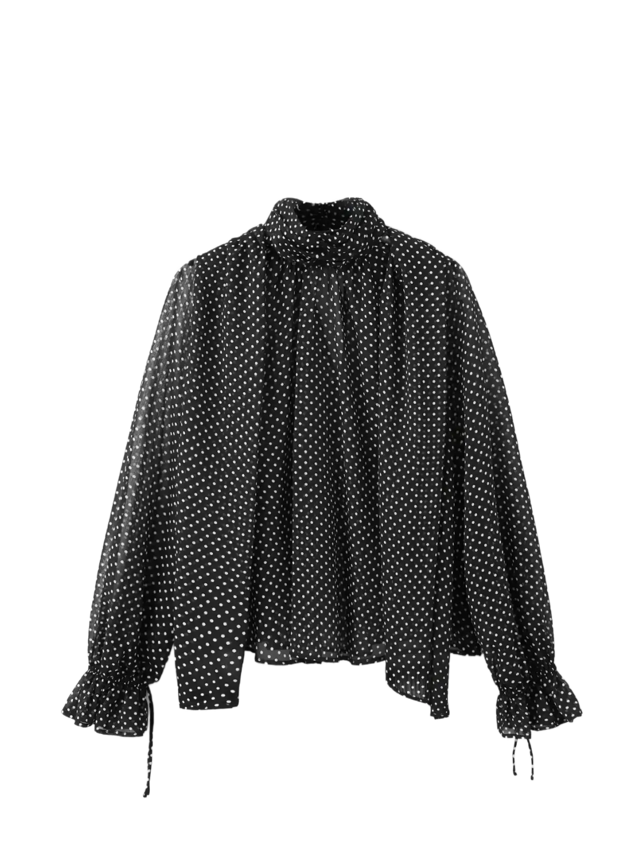 Mango Polka dot high-neck blouse - Bluser - BLACK / black