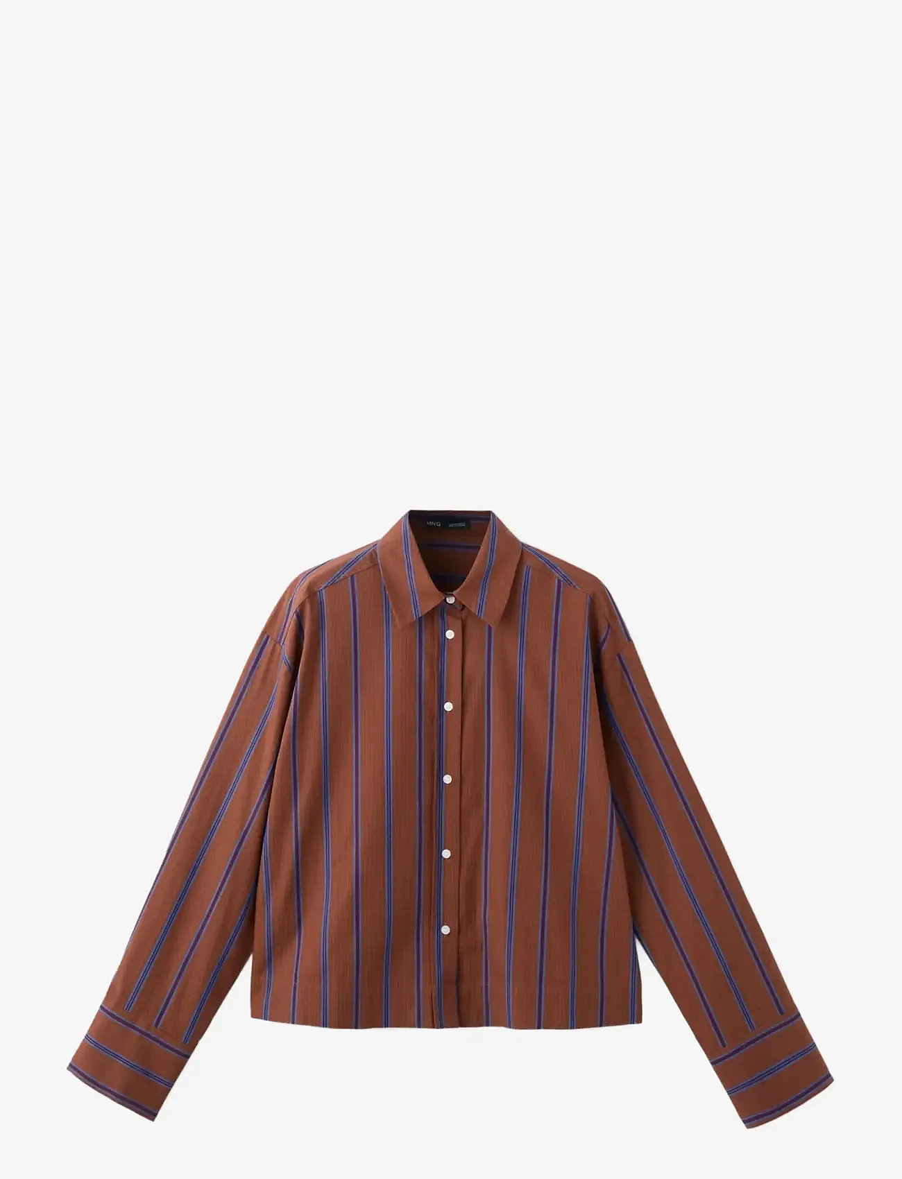 Mango - Striped cotton shirt - langærmede skjorter - rust - copper - 1