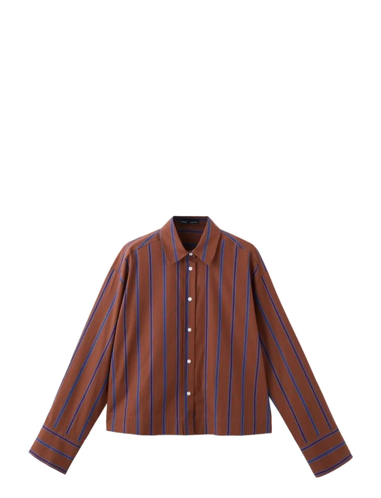 Mango Striped cotton shirt - Skjorter - RUST - COPPER / burgundy