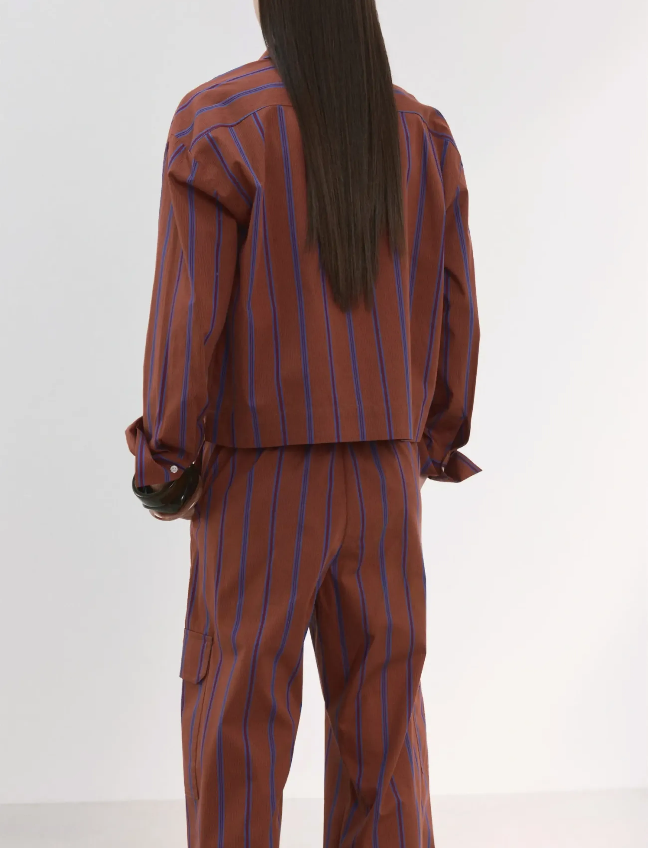 Mango - Striped cotton shirt - långärmade skjortor - rust - copper - 2