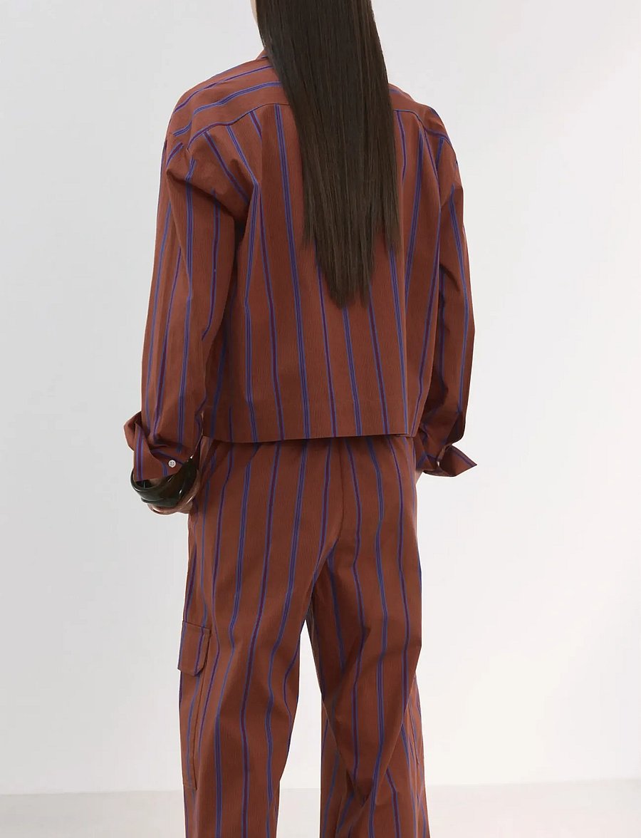Mango - Striped cotton shirt - långärmade skjortor - rust - copper - 2