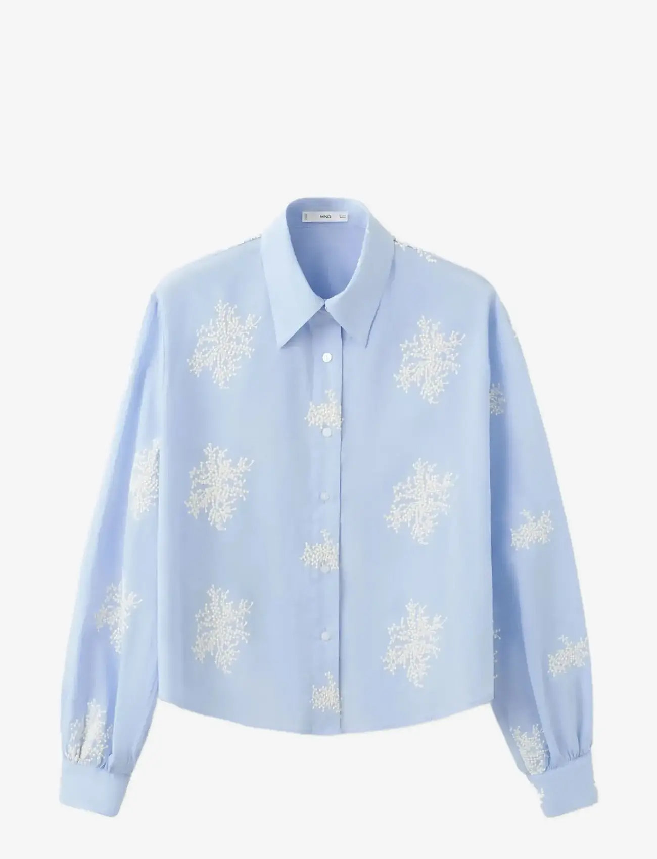 Mango - Floral embroidered shirt - langärmlige hemden - lt-pastel blue - 1