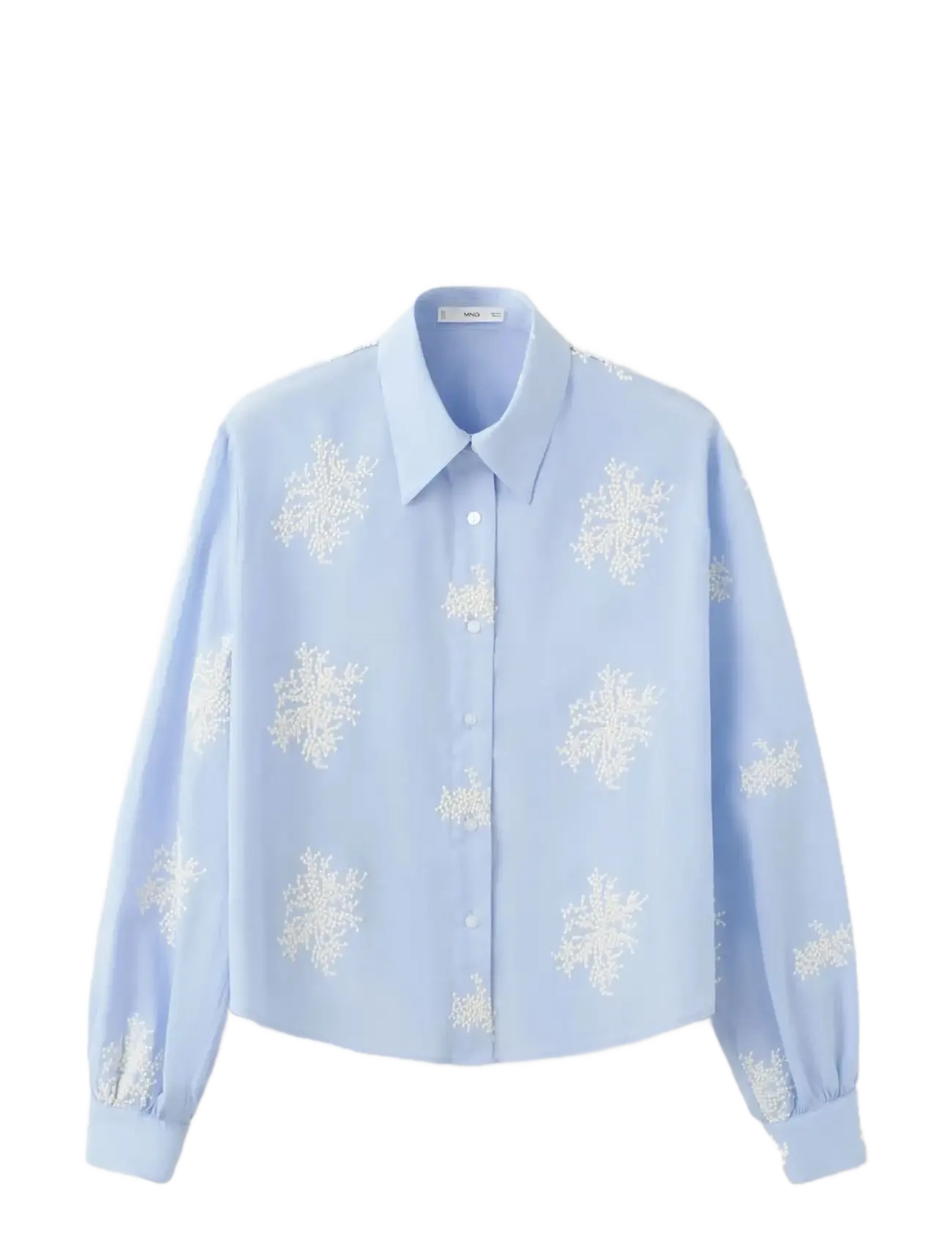Mango Floral embroidered shirt - Transitional Layering - LT-PASTEL BLUE / blue