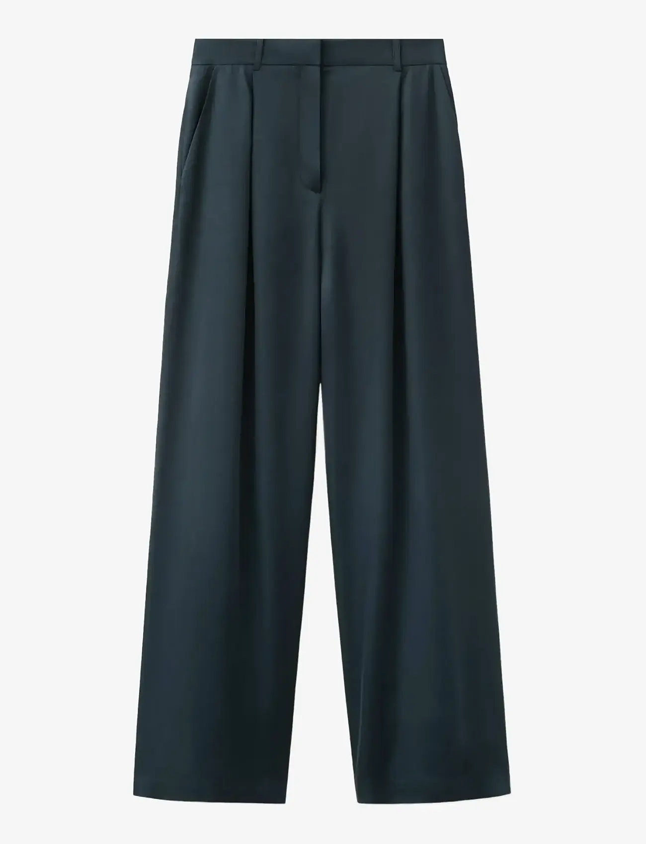 Mango - Satin straight-fit trousers - bukser med lige ben - medium blue - 1