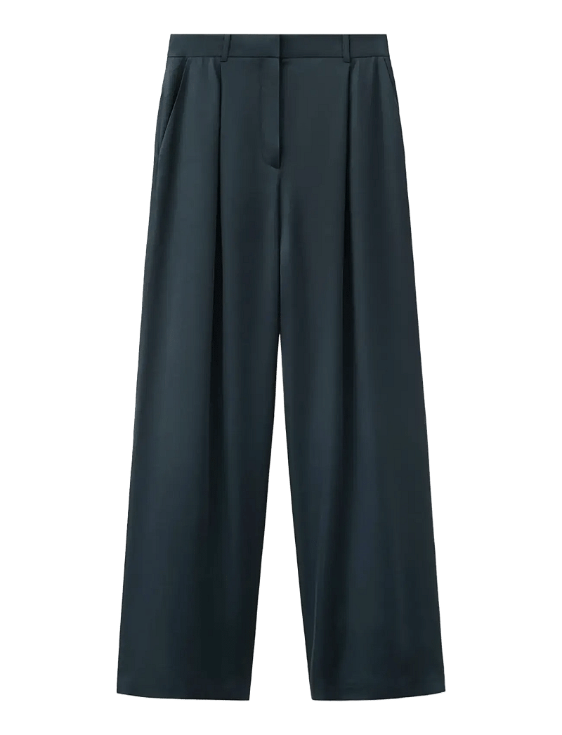 Mango - Satin straight-fit trousers - bukser med lige ben - medium blue - 1