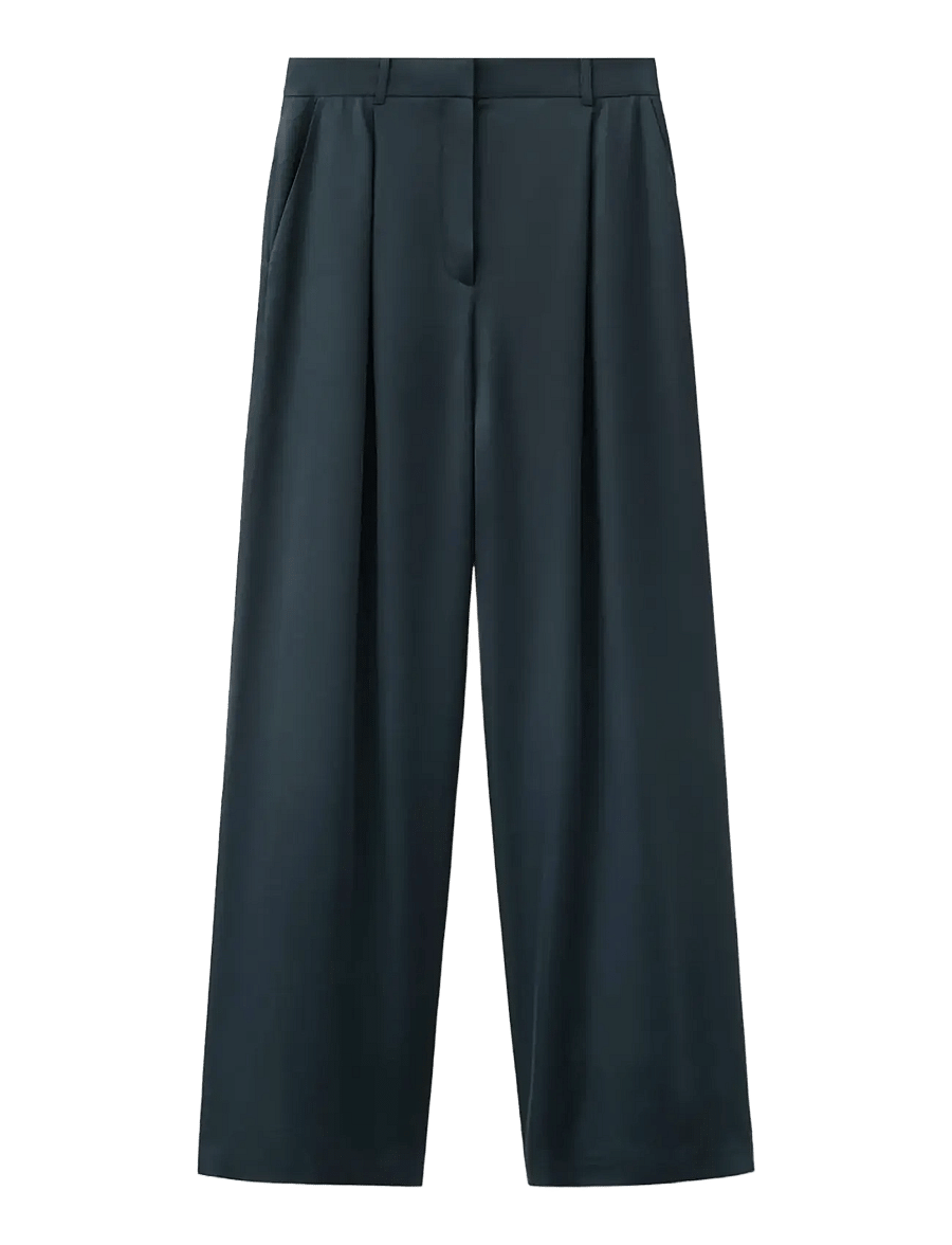 Mango - Satin straight-fit trousers - bukser med lige ben - medium blue - 1