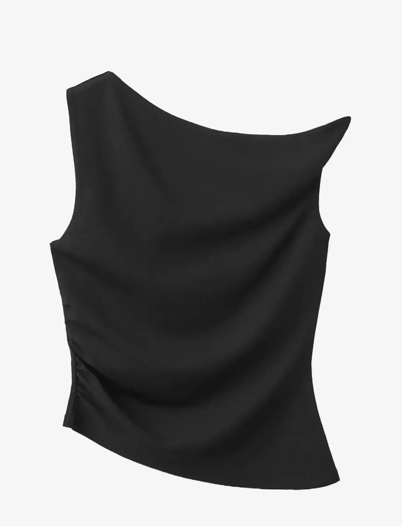 Mango - Asymmetrical fitted top - tanktops - black - 1
