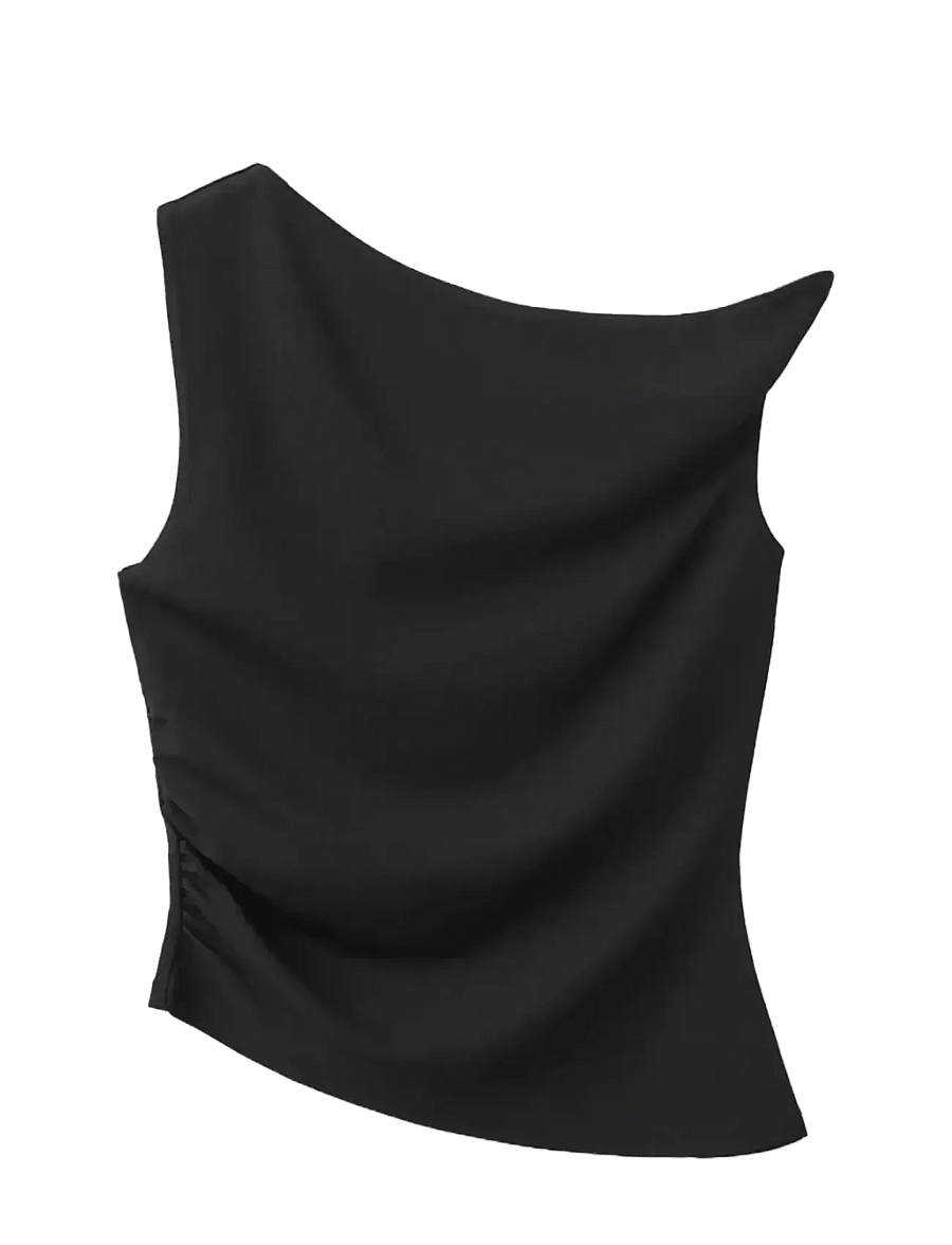 Mango - Asymmetrical fitted top - tanktops - black - 1