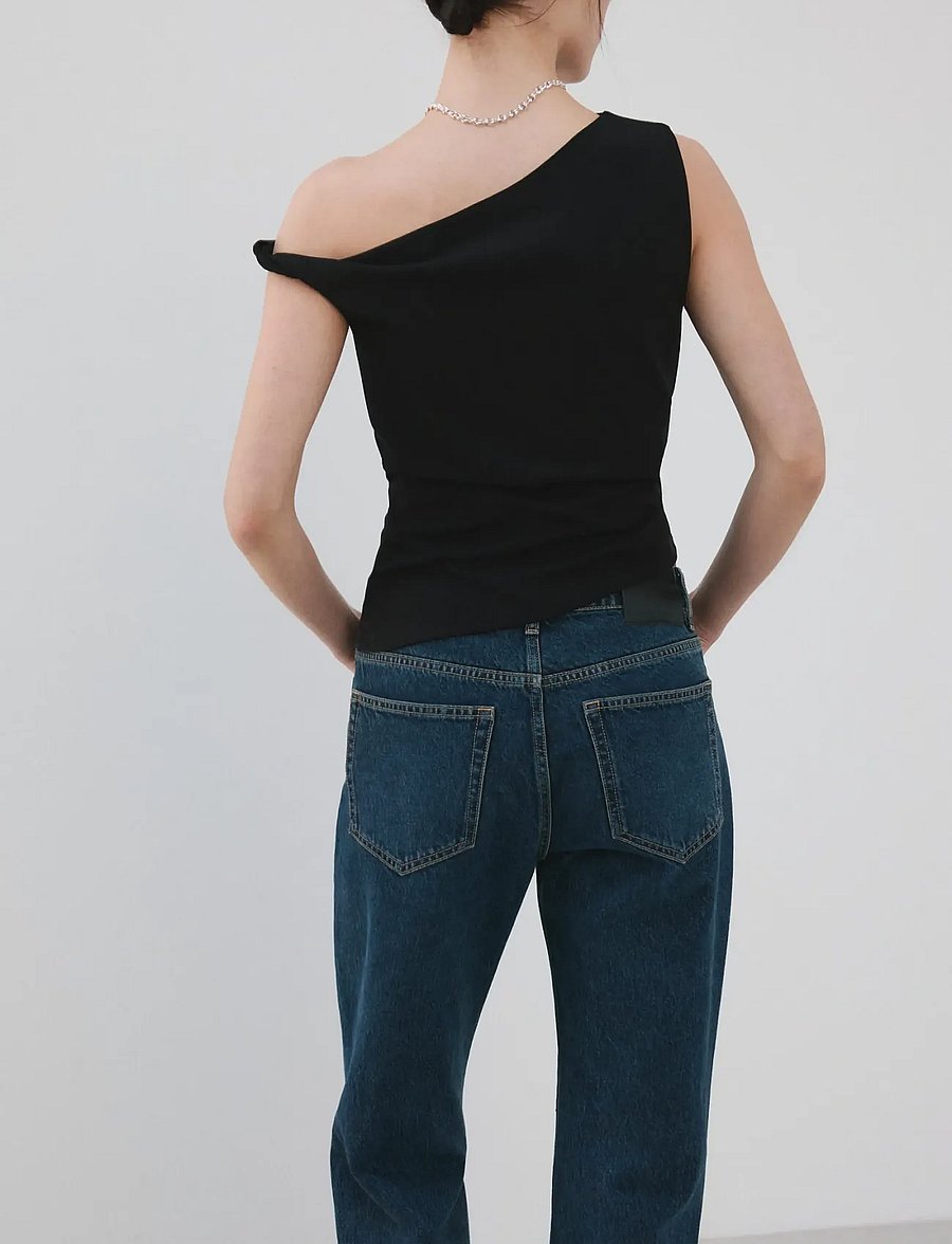 Mango - Asymmetrical fitted top - tanktops - black - 2