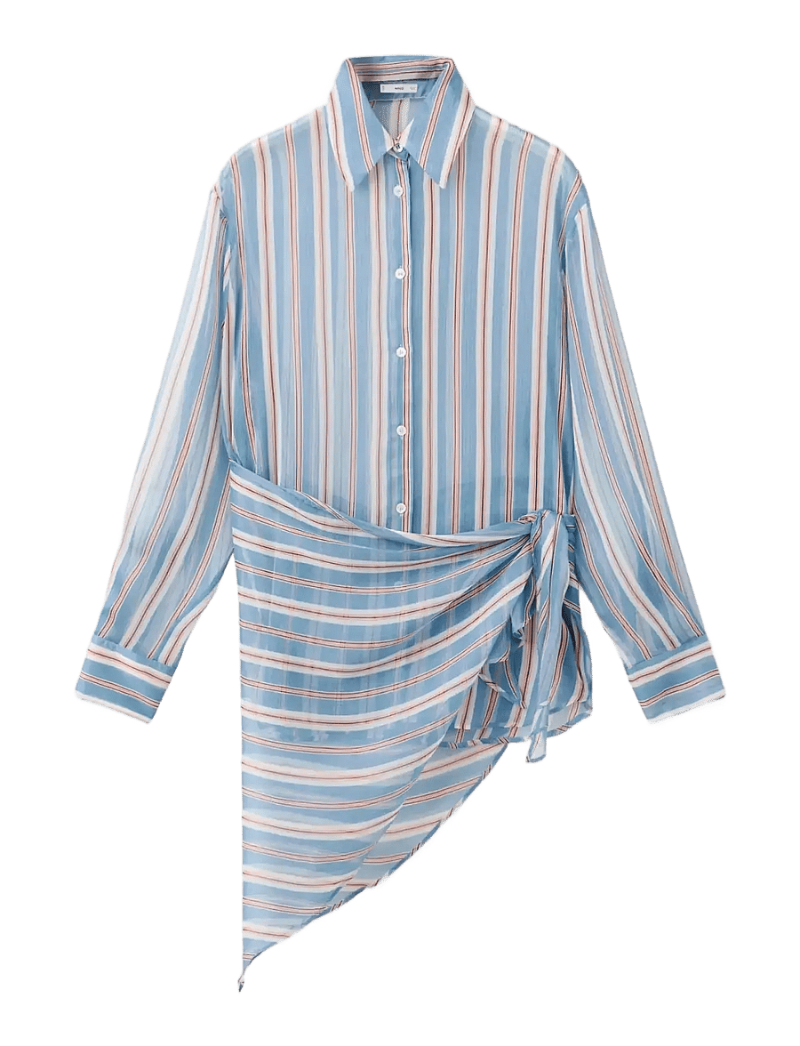 Mango - Striped handkerchief shirt - pitkähihaiset kauluspaidat - medium blue - 1