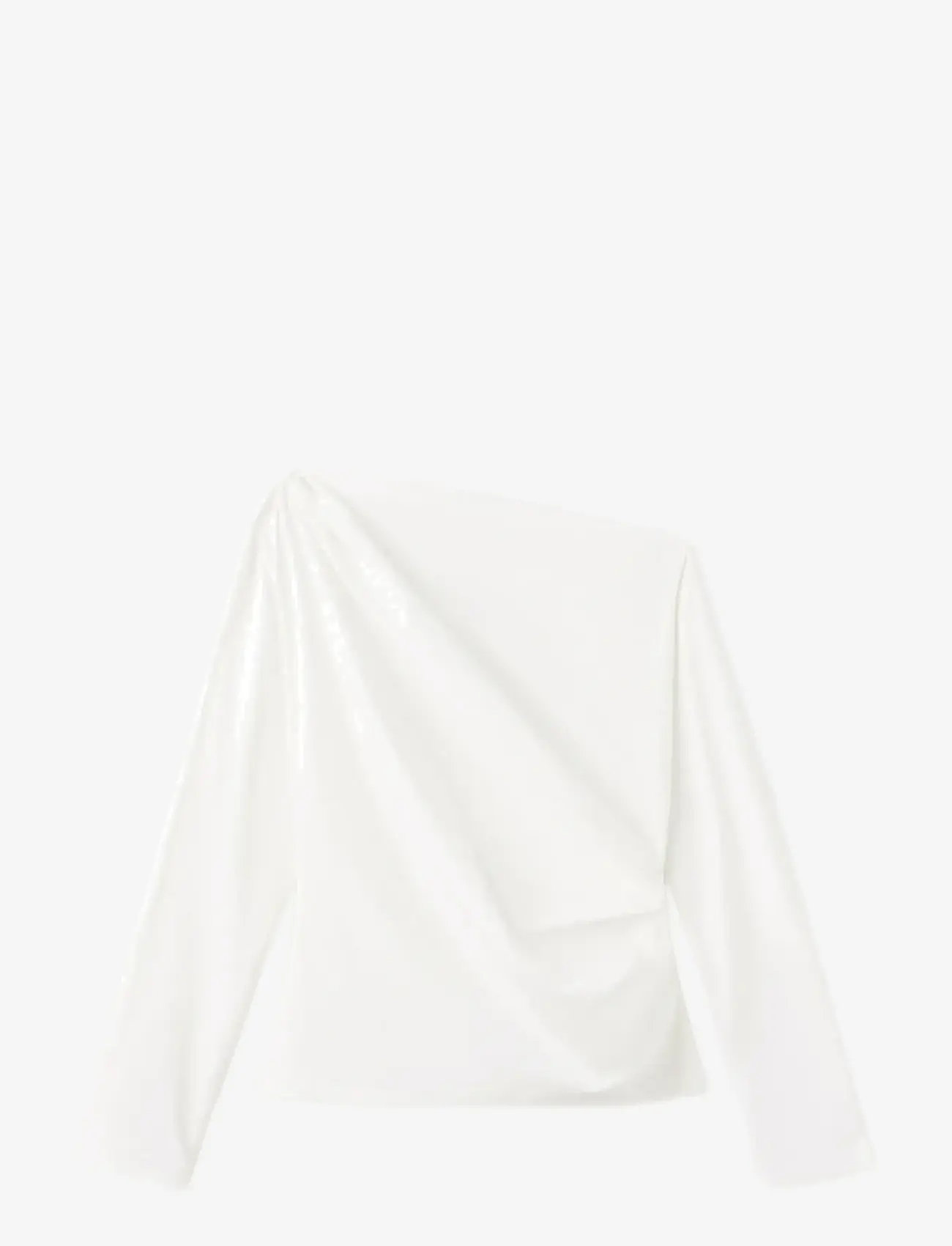 Mango - Cotton blouse with asymmetrical collar - langærmede bluser - natural white - 1