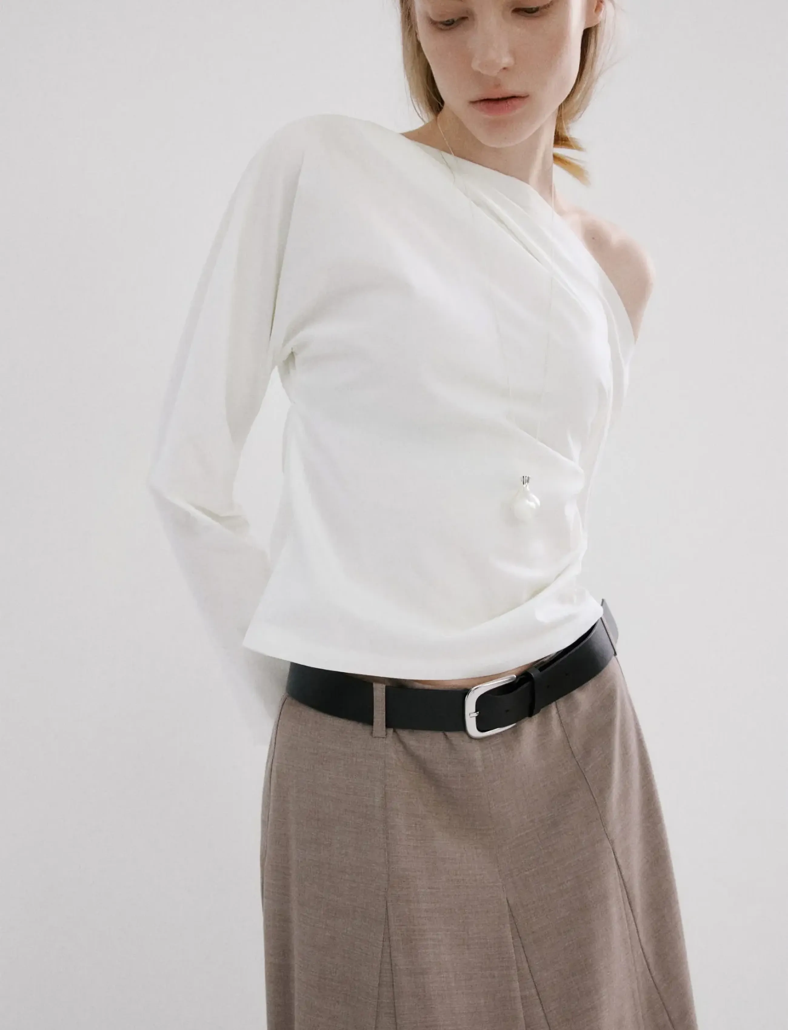 Mango Cotton blouse with asymmetrical collar - Mango - NATURAL WHITE / white