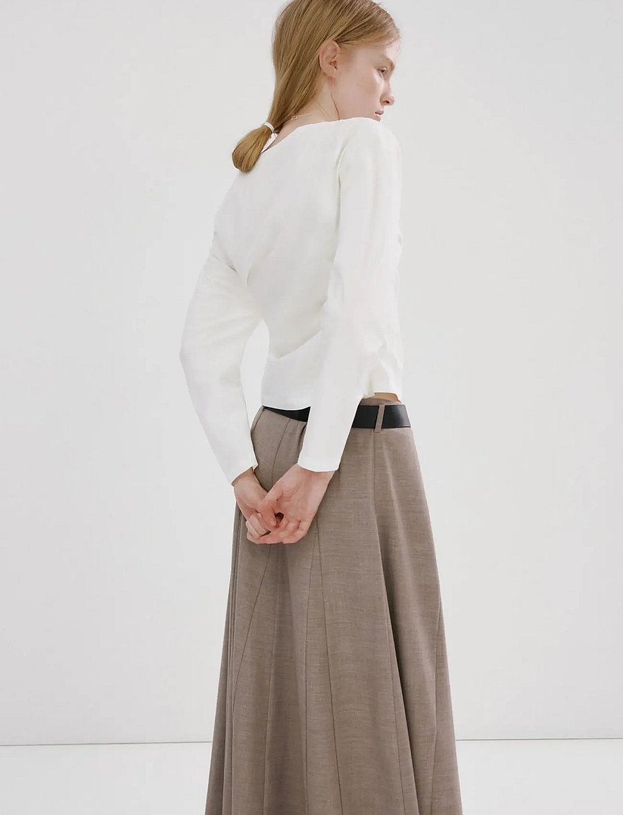 Mango - Cotton blouse with asymmetrical collar - langærmede bluser - natural white - 2