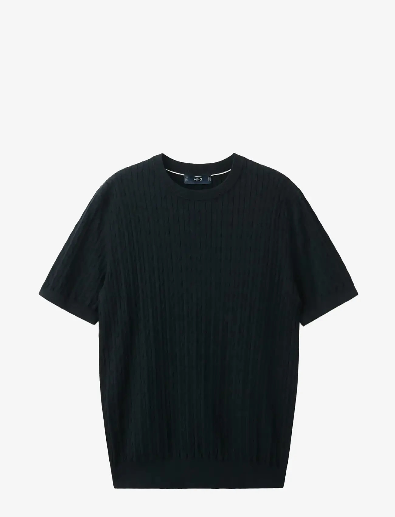 Mango - Cable knit T-shirt 100% cotton - laveste priser - dark blue - 1