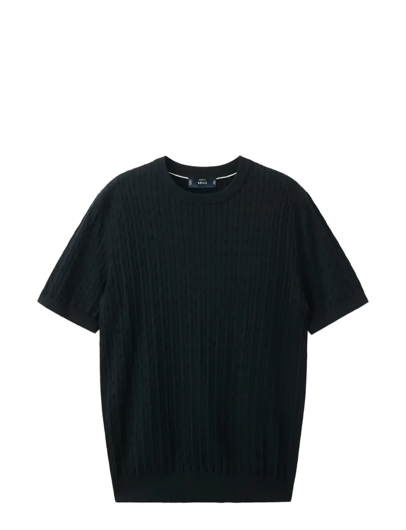 Mango Cable knit T-shirt 100% cotton - Kläder - DARK BLUE / navy