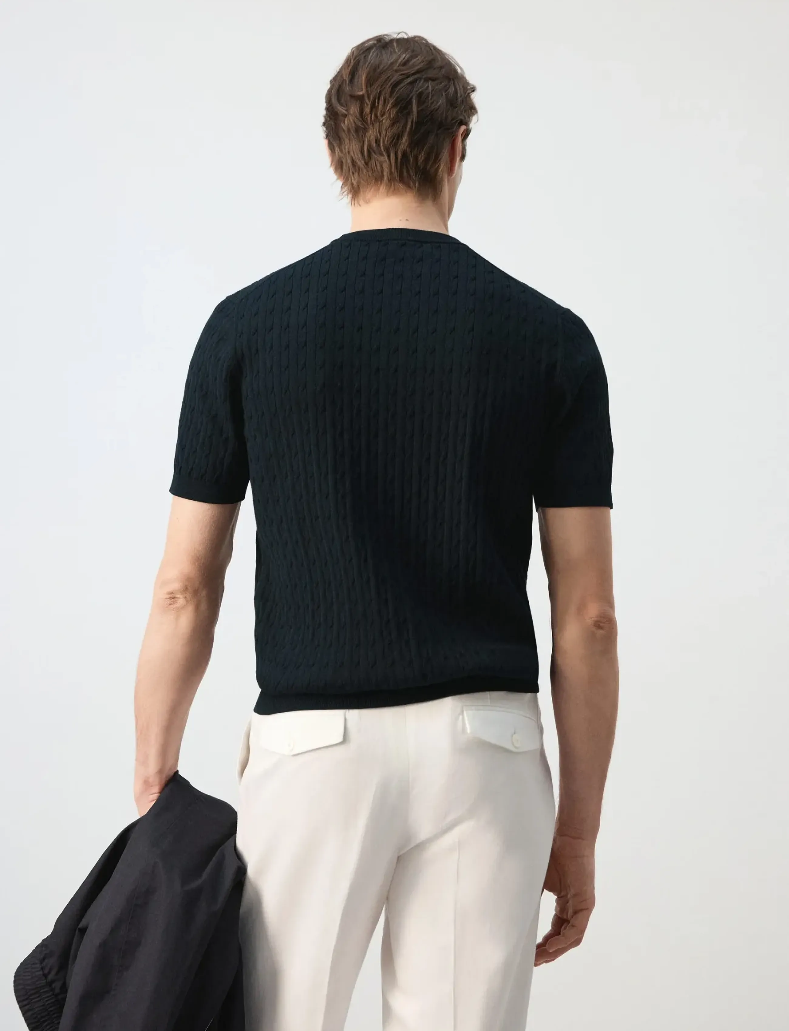 Mango - Cable knit T-shirt 100% cotton - strickmode - dark blue - 2