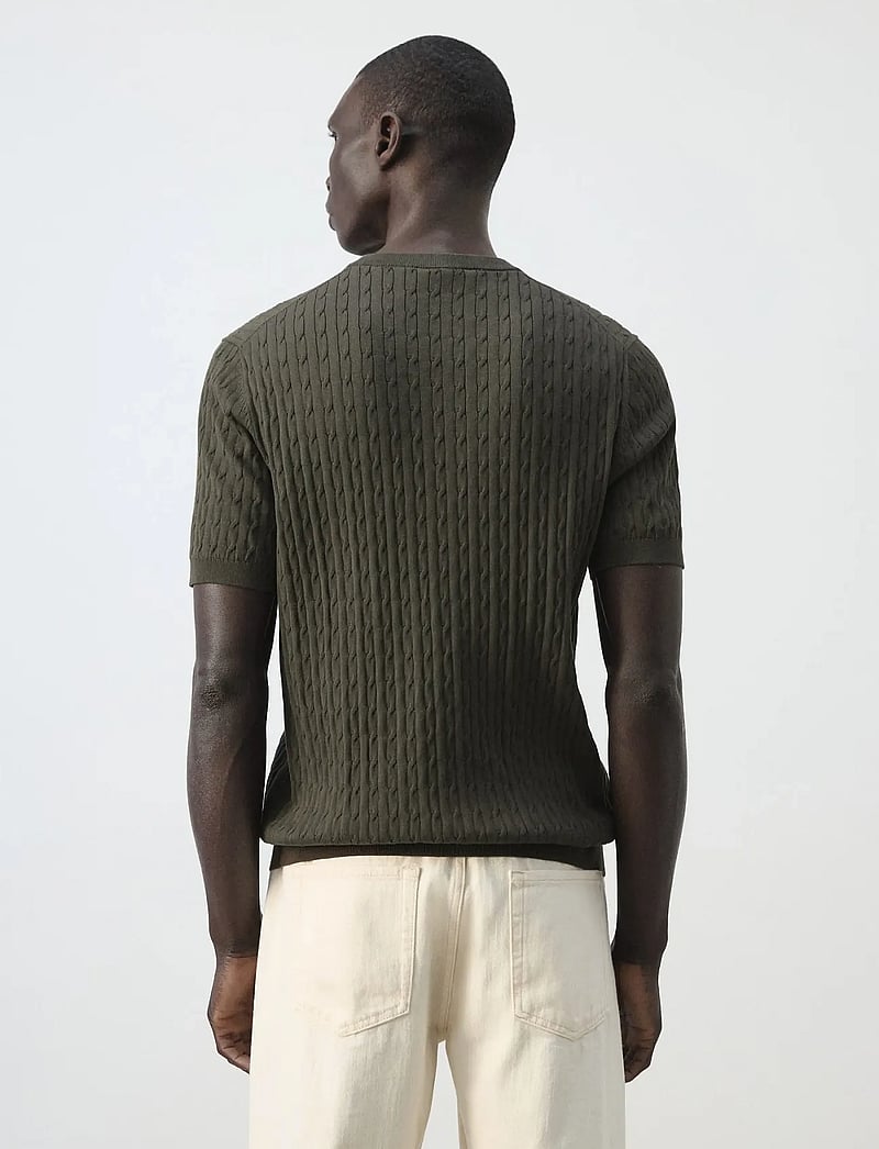 Mango - Cable knit T-shirt 100% cotton - rund hals - dark brown - 2