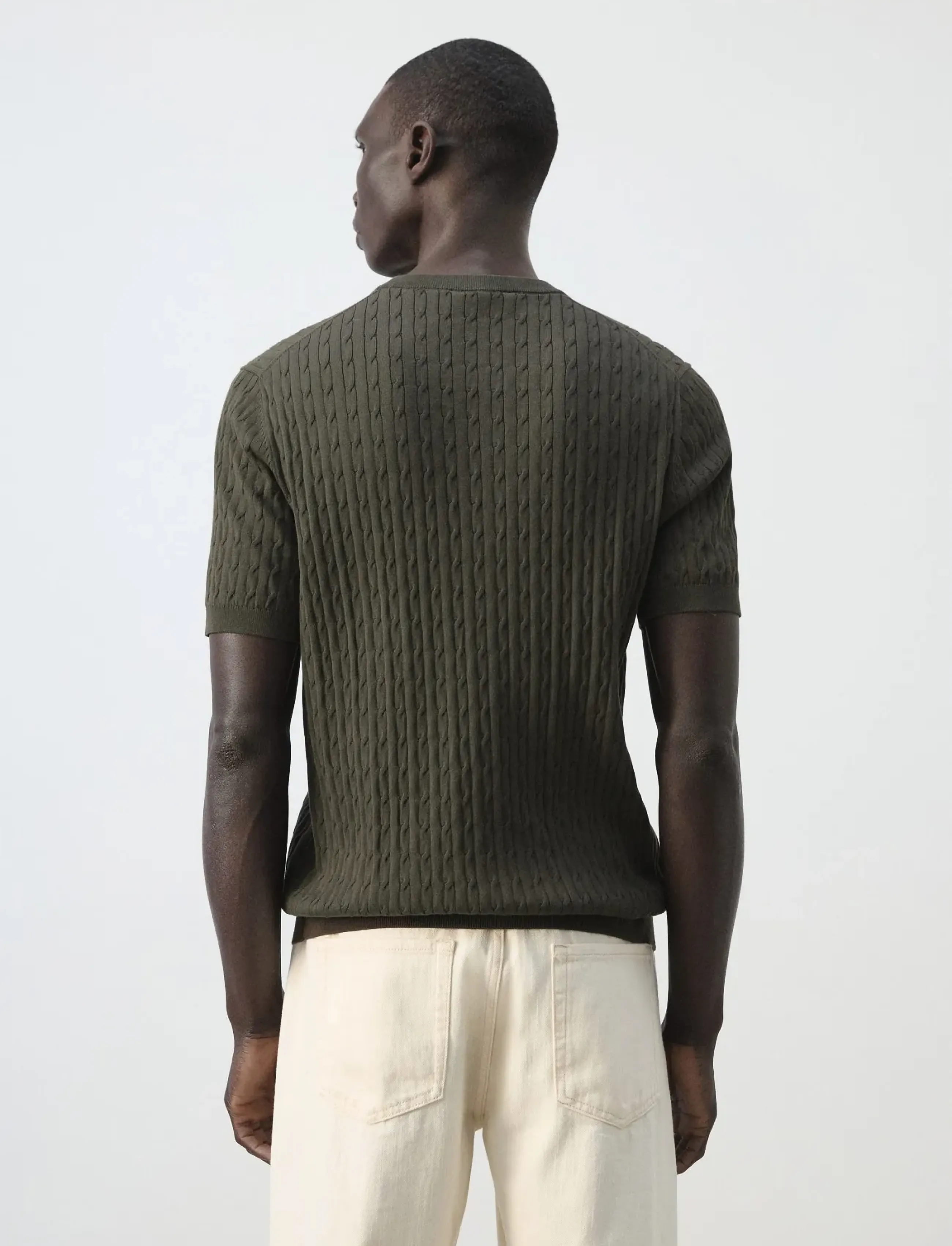 Mango - Cable knit T-shirt 100% cotton - rundhals - dark brown - 2