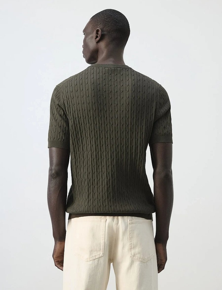 Mango - Cable knit T-shirt 100% cotton - rundhals - dark brown - 2