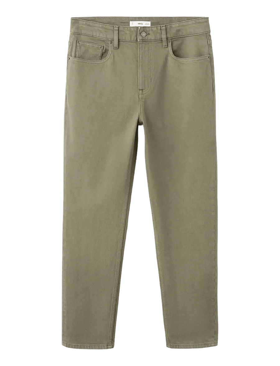 Mango - Ben cropped tapered-fit jeans - tapered jeans - beige - khaki - 1