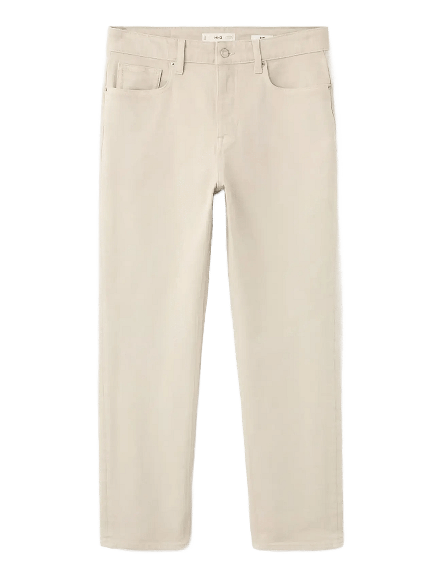 Mango - Ben cropped tapered-fit jeans - tapered jeans - lt pastel brown - 1