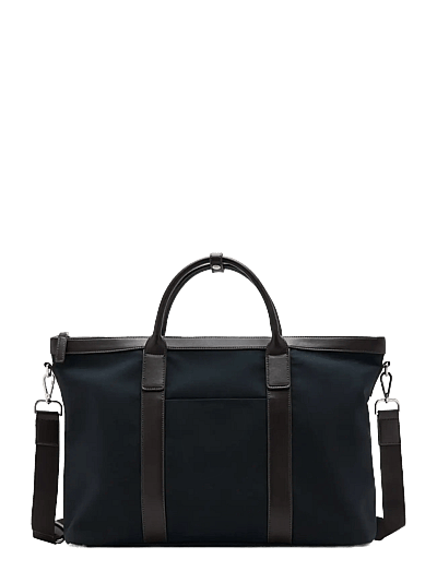 Travel Tote Bag With Leather Details - Weekendtasker