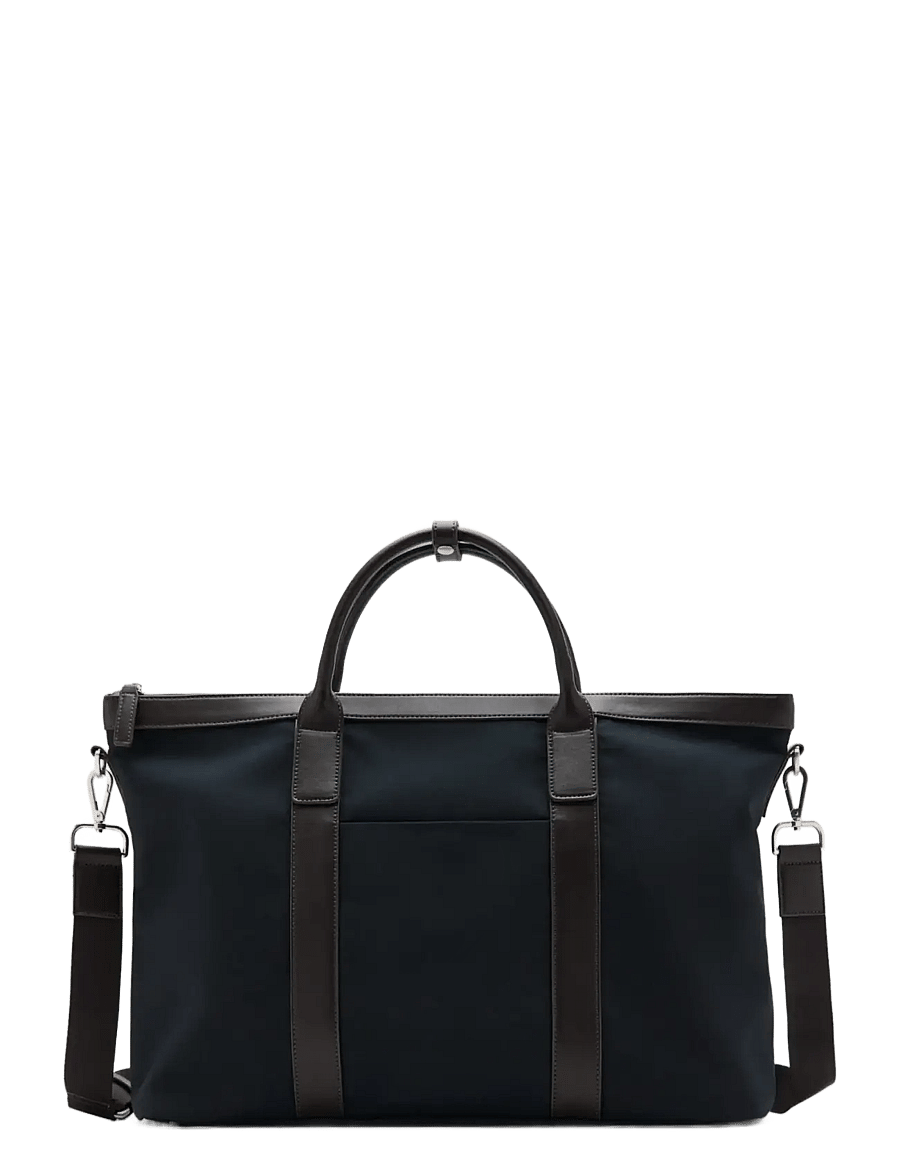 Mango - Travel tote bag with leather details - Übernachtungstaschen - navy - 0