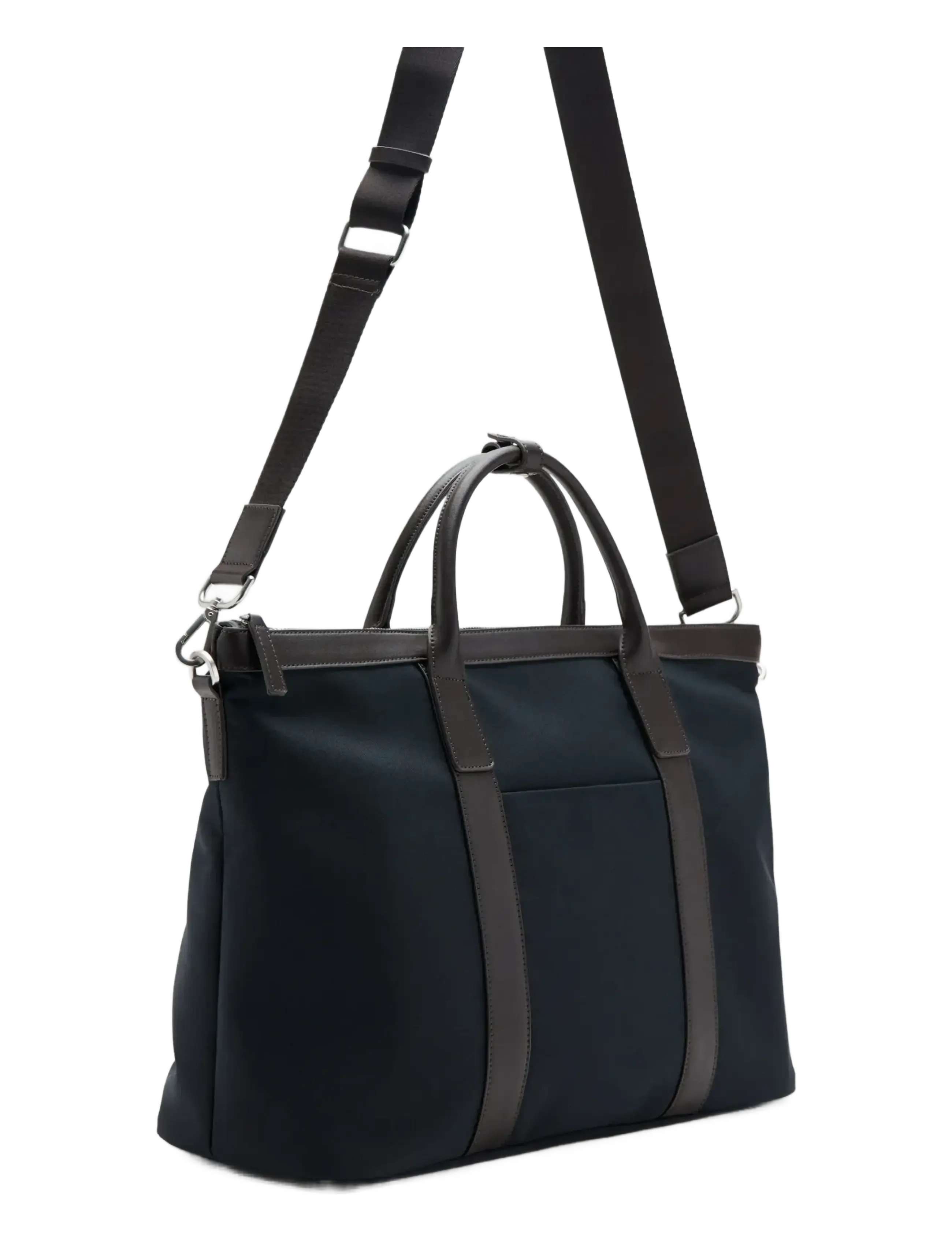Mango - Travel tote bag with leather details - Übernachtungstaschen - navy - 1